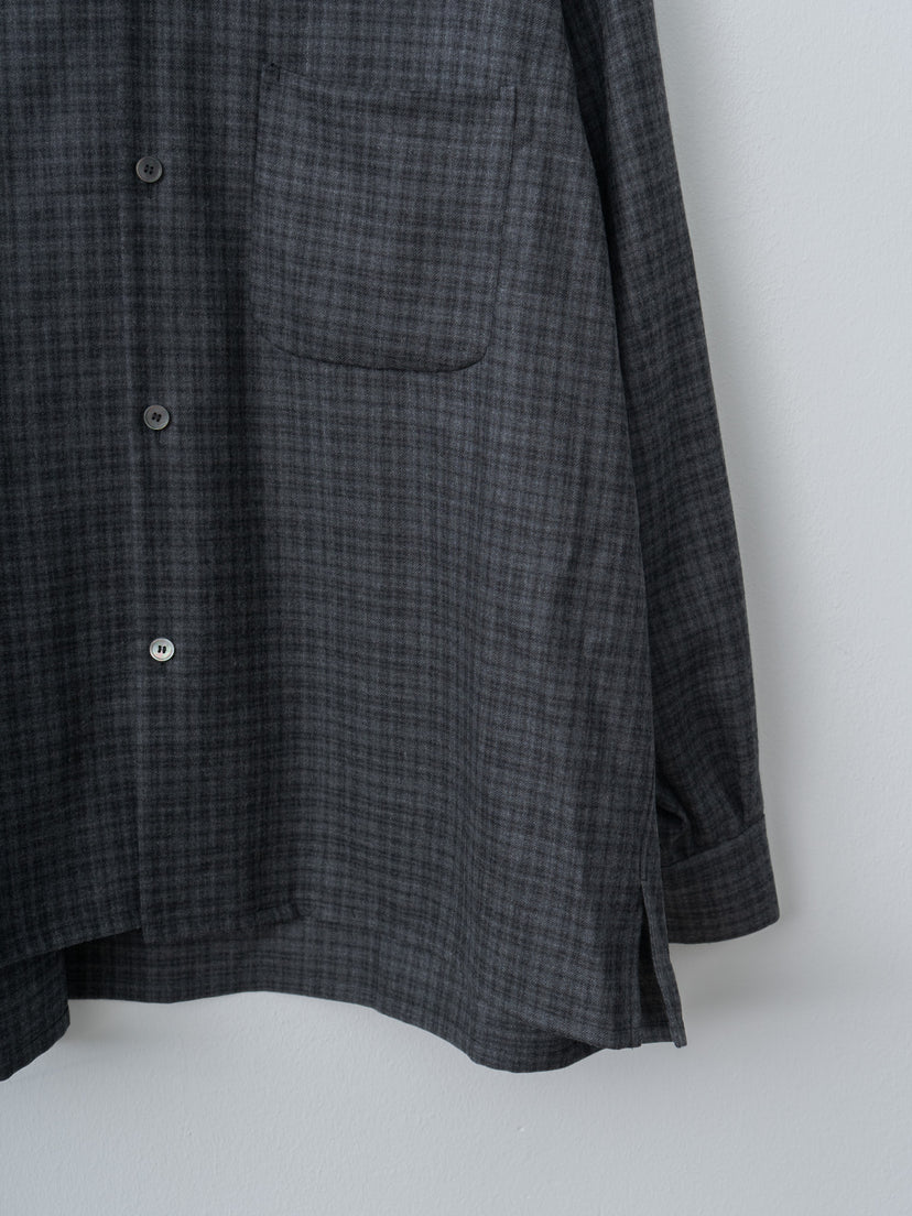 Namu Shop - Kaptain Sunshine Wool Plaid Open Collar Shirt