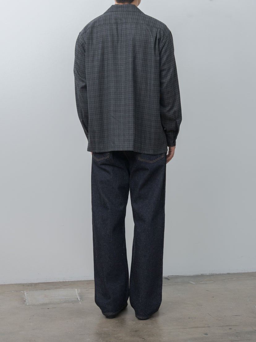 Namu Shop - Kaptain Sunshine Wool Plaid Open Collar Shirt