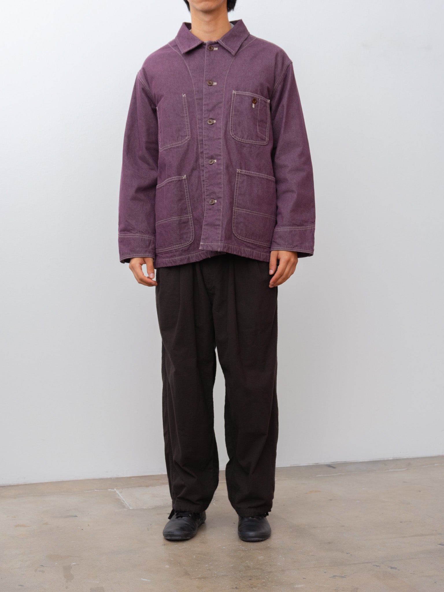 Namu Shop - ts(s) Bio Wash Color Denim Coverall Jacket - Purple