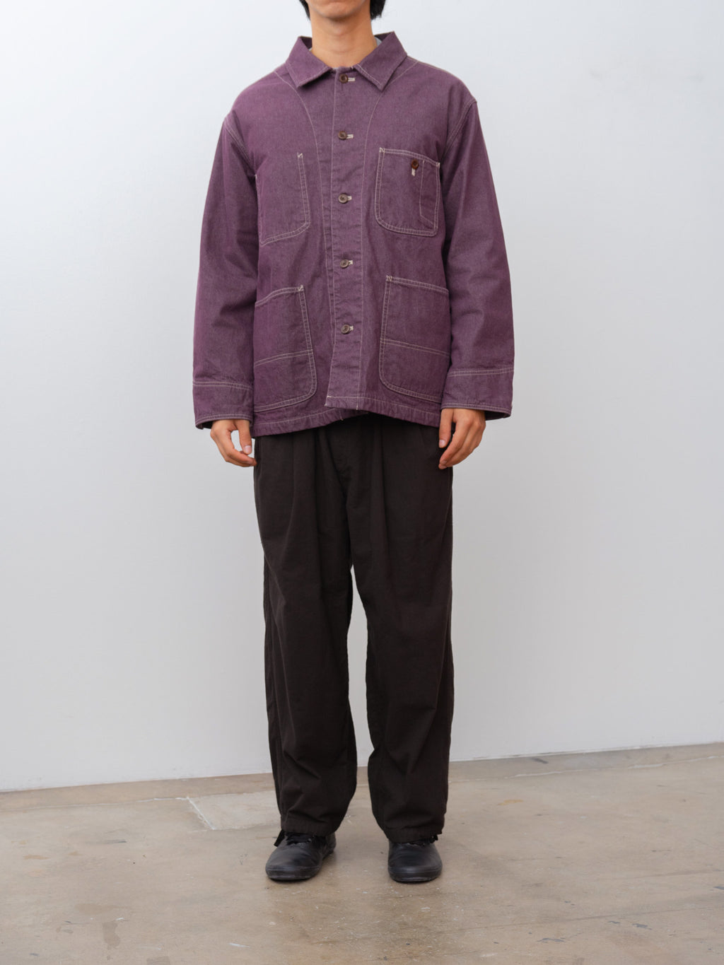 Namu Shop - ts(s) Bio Wash Color Denim Coverall Jacket - Purple