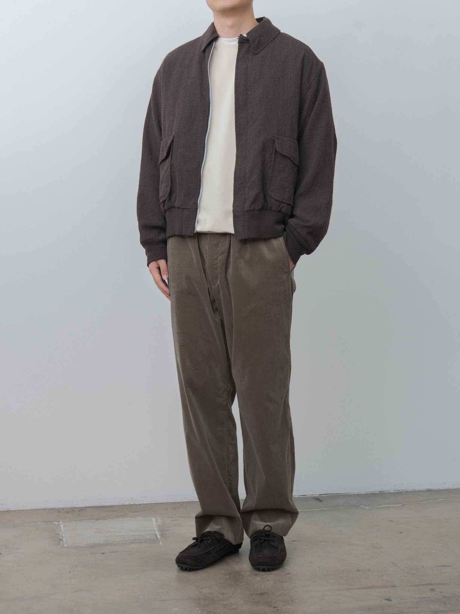 Cotton Corduroy Easy Trousers - Brown