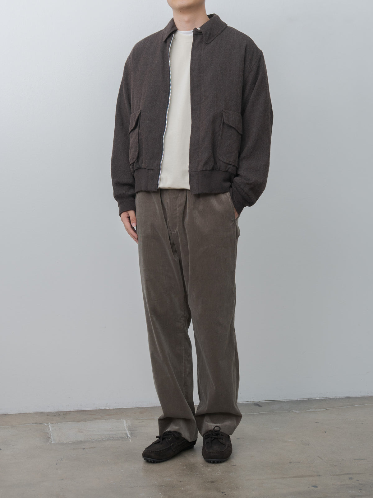 Cotton Corduroy Easy Trousers - Brown