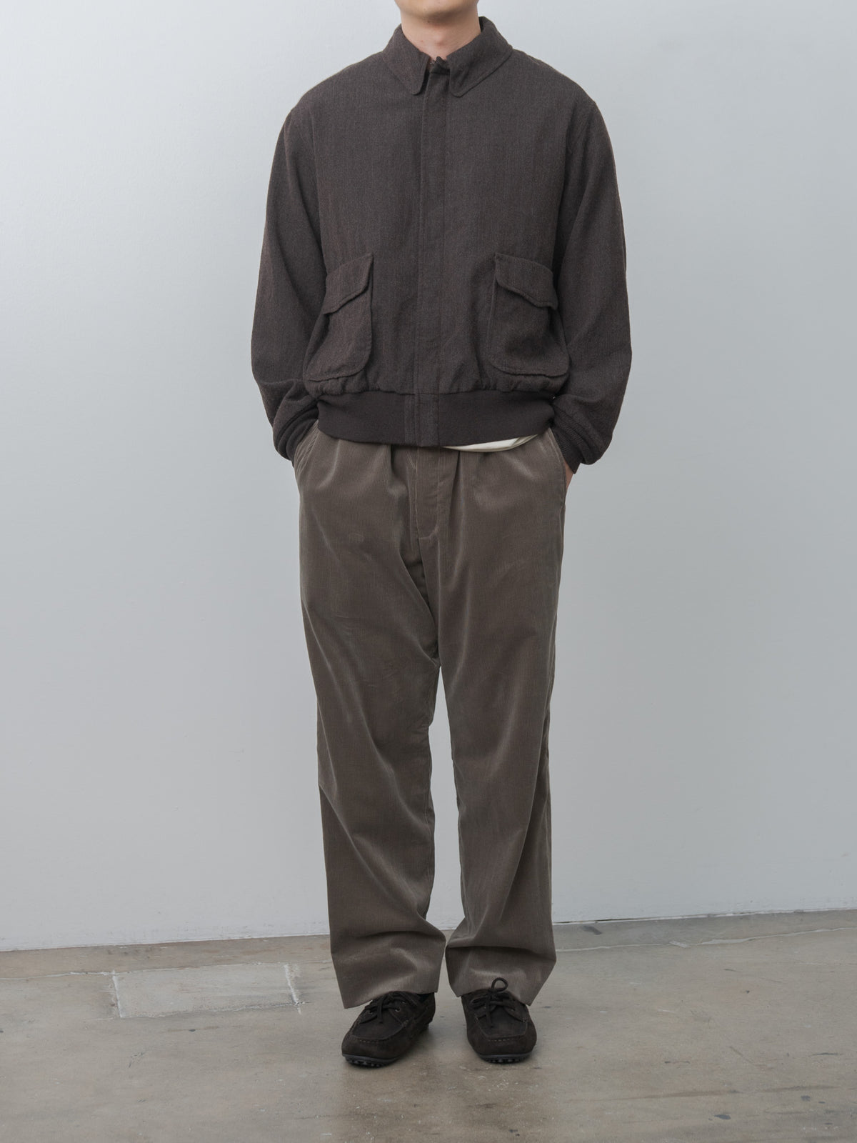 Cotton Corduroy Easy Trousers - Brown