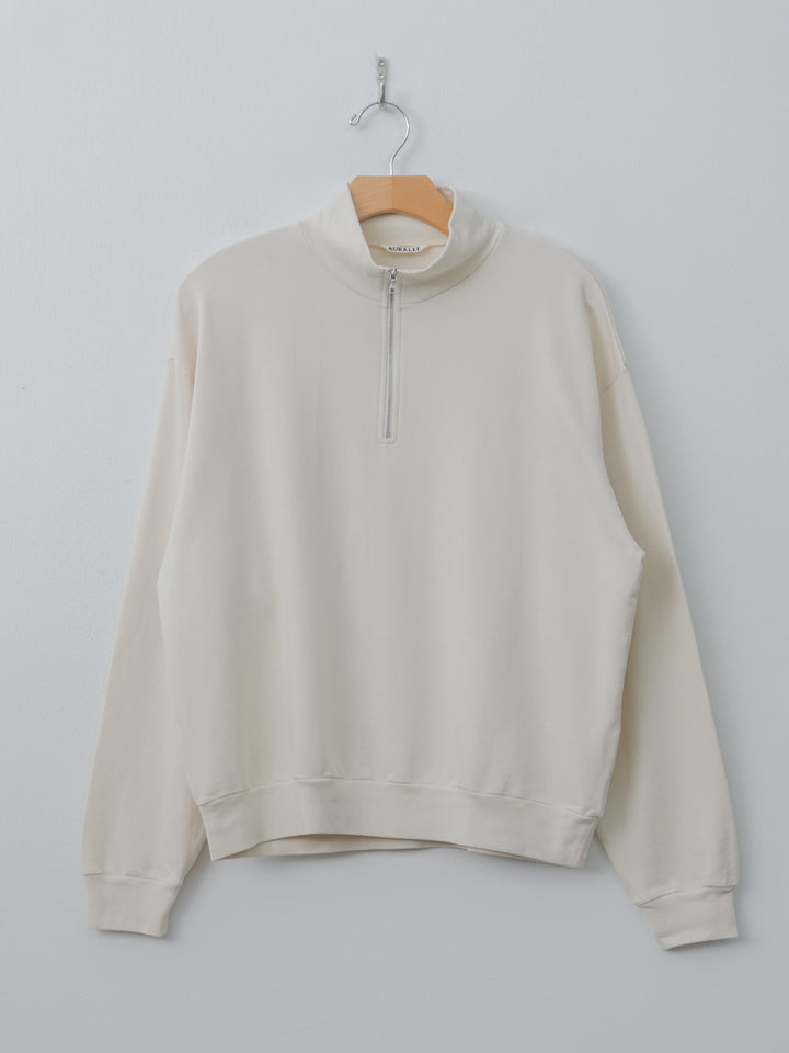 Super High Gauge Sweat Half Zip P/O - Ivory White, Burgundy