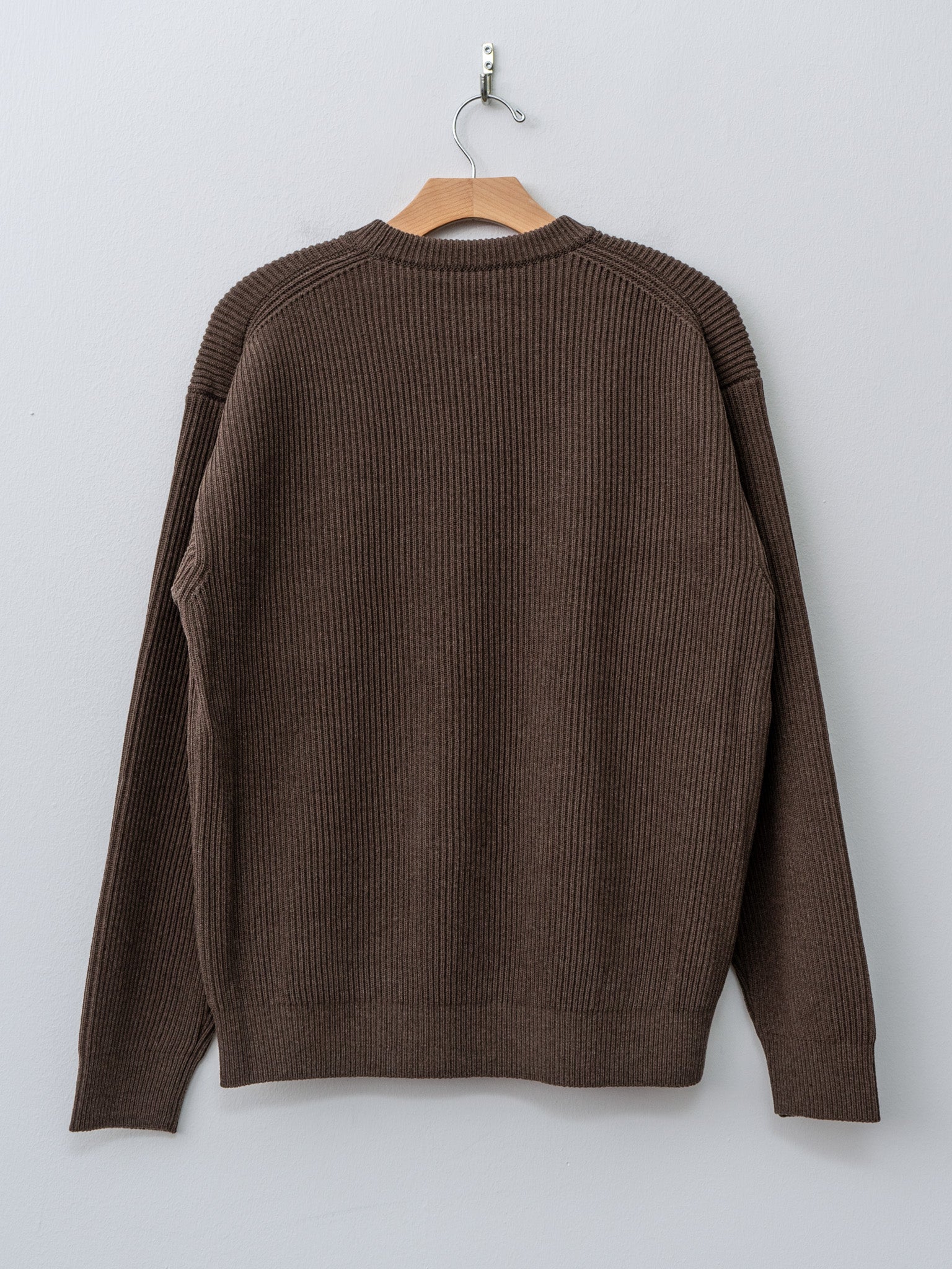 Super Fine Wool Rib Knit P/O - Top Brown