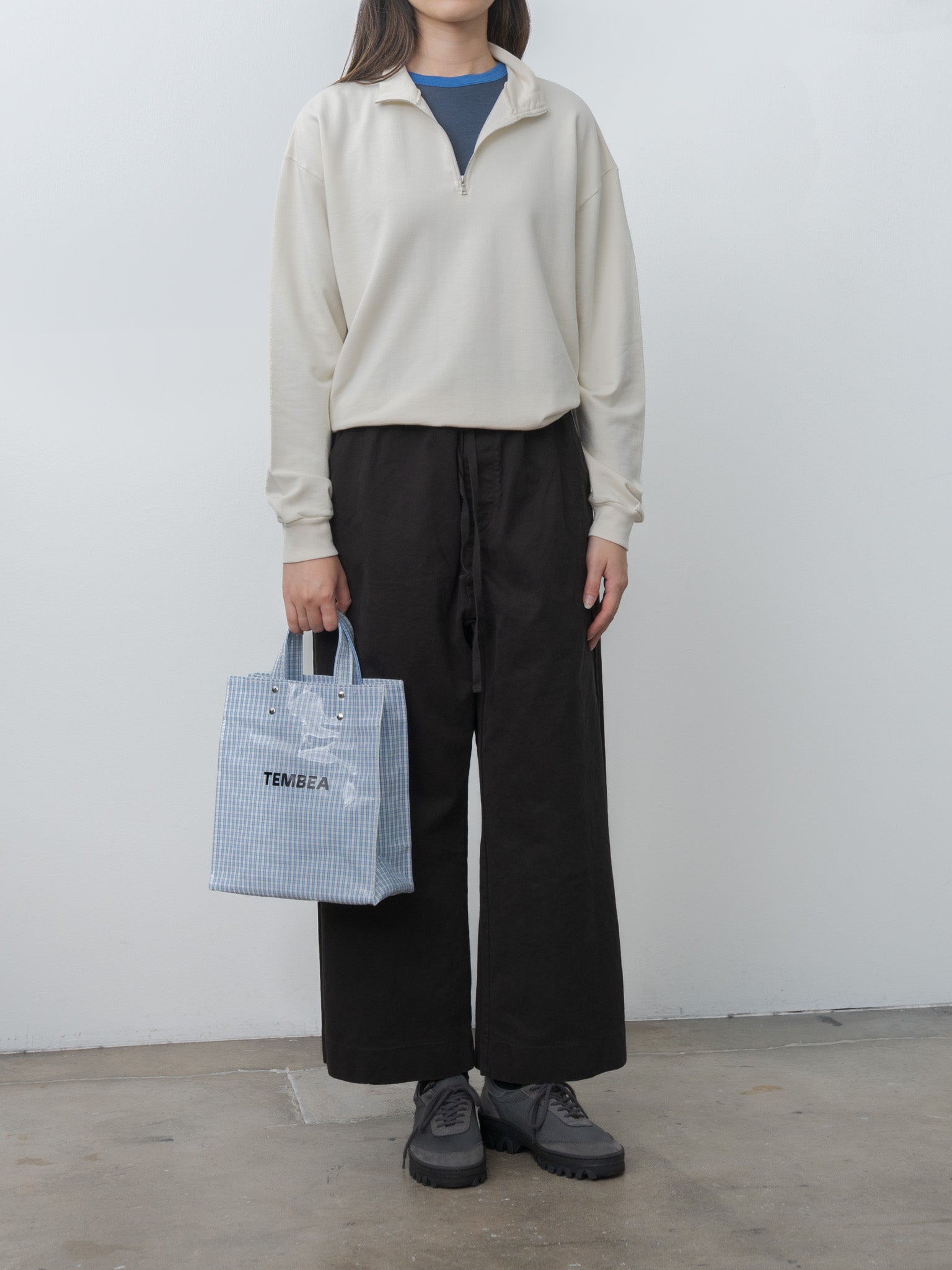 Namu Shop - Tembea Paper Tote Small - Check Light Blue