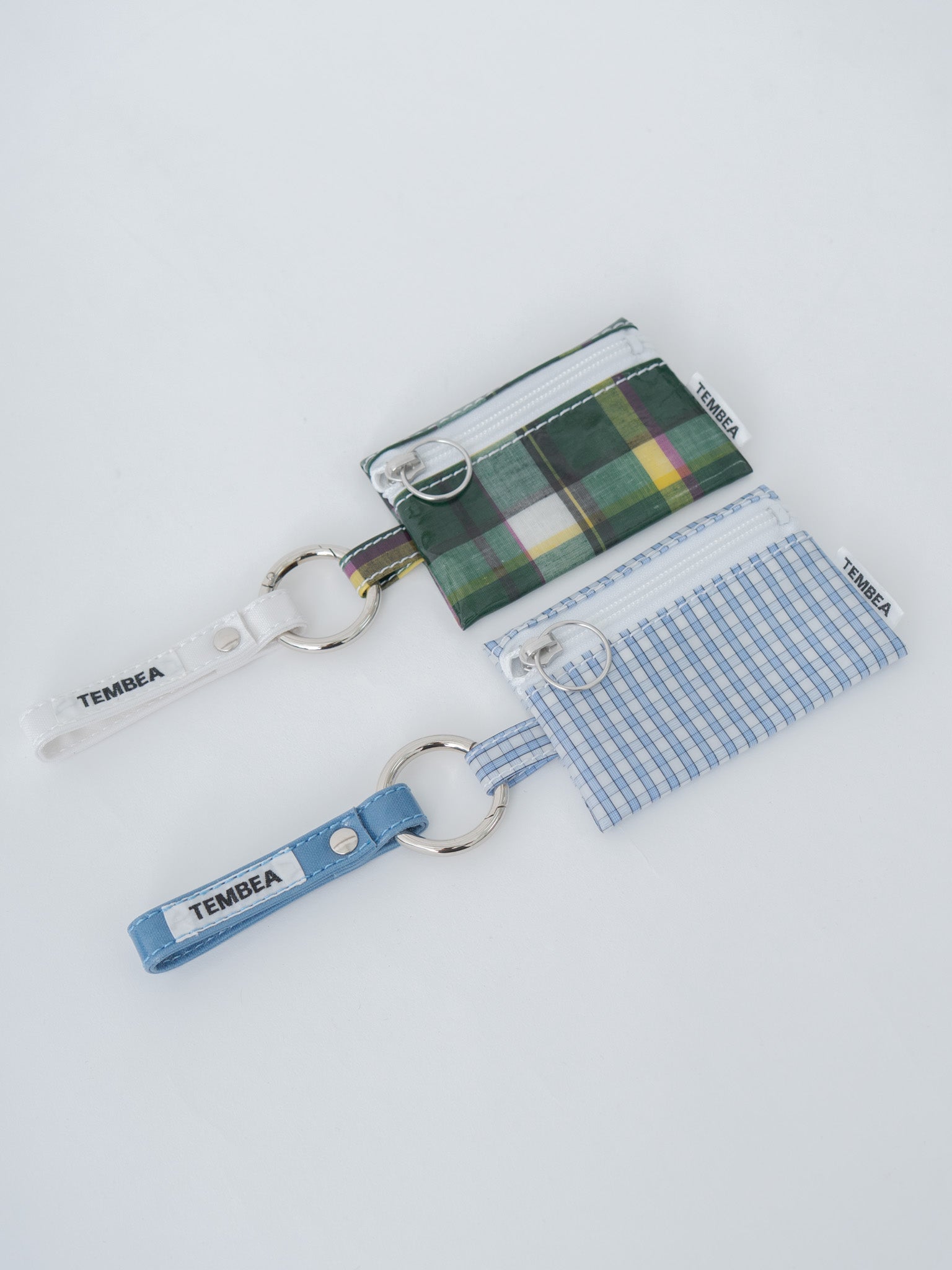 Namu Shop - Tembea Key Holder + Flat Pouch Mini - Celeste Blue x Check Light Blue