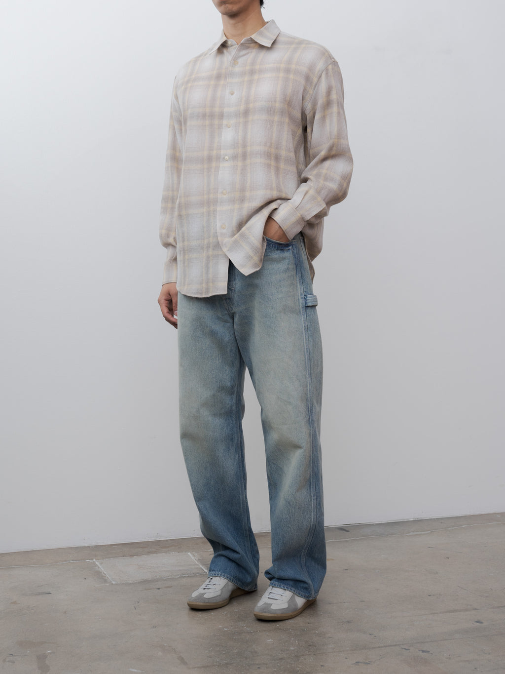 Namu Shop - Auralee Selvedge Faded Heavy Denim Painter Pants - Faded Indigo