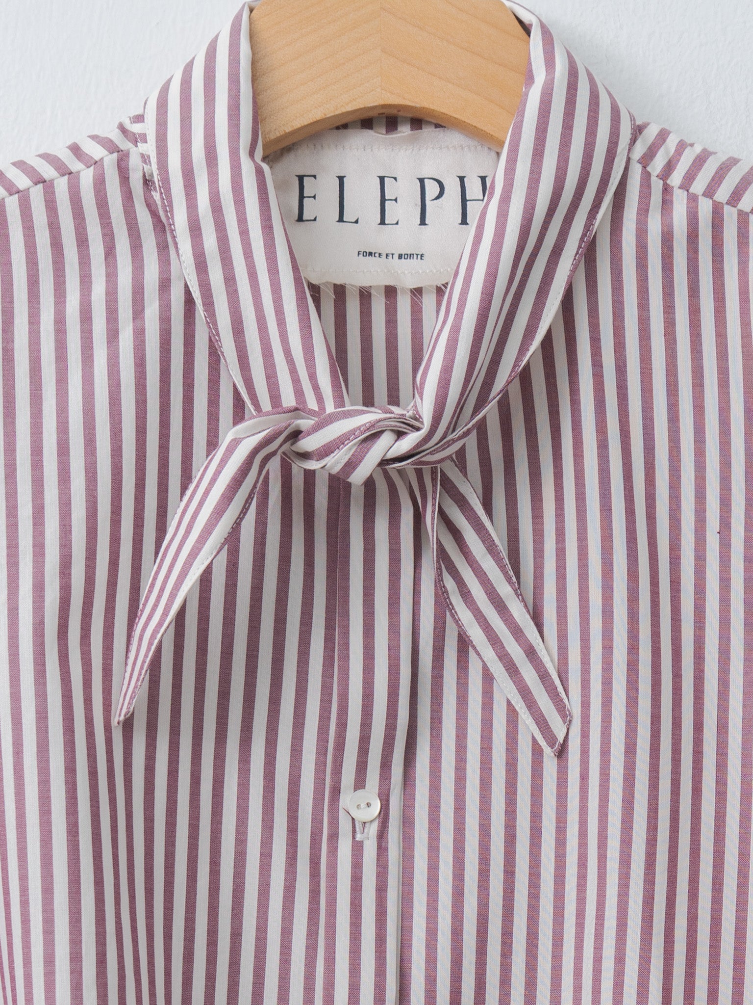 Namu Shop - Eleph Tie Shirt - Burgundy Stripe