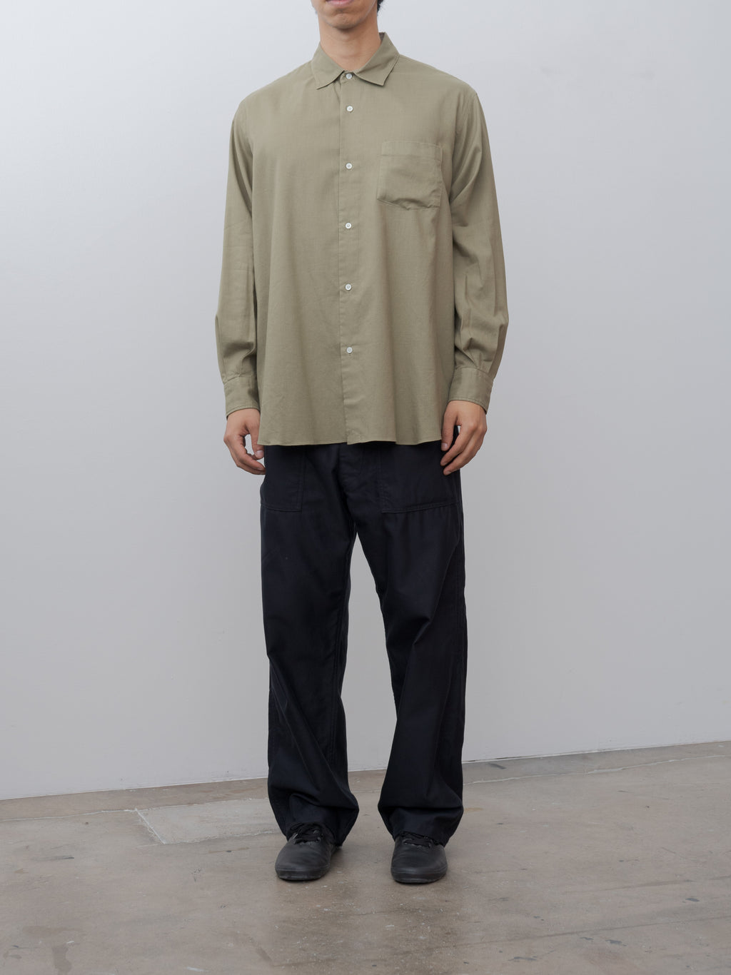 Namu Shop - Herill Cotton Cashmere Regular Collar Shirt - Beige