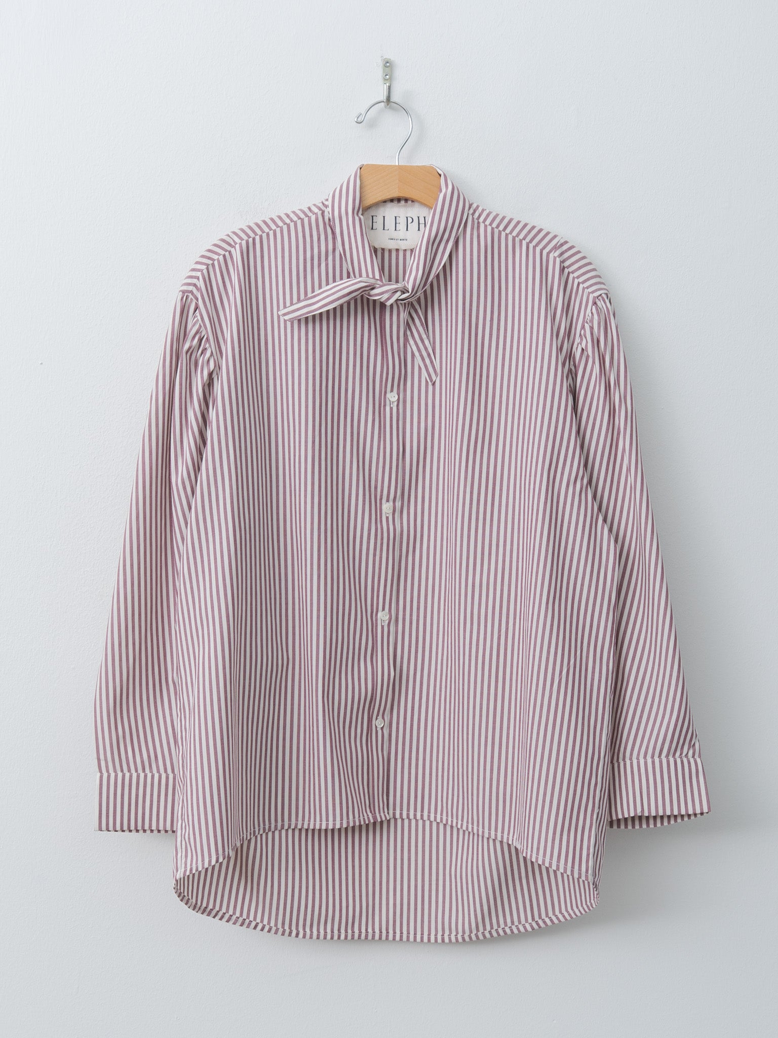Namu Shop - Eleph Tie Shirt - Burgundy Stripe