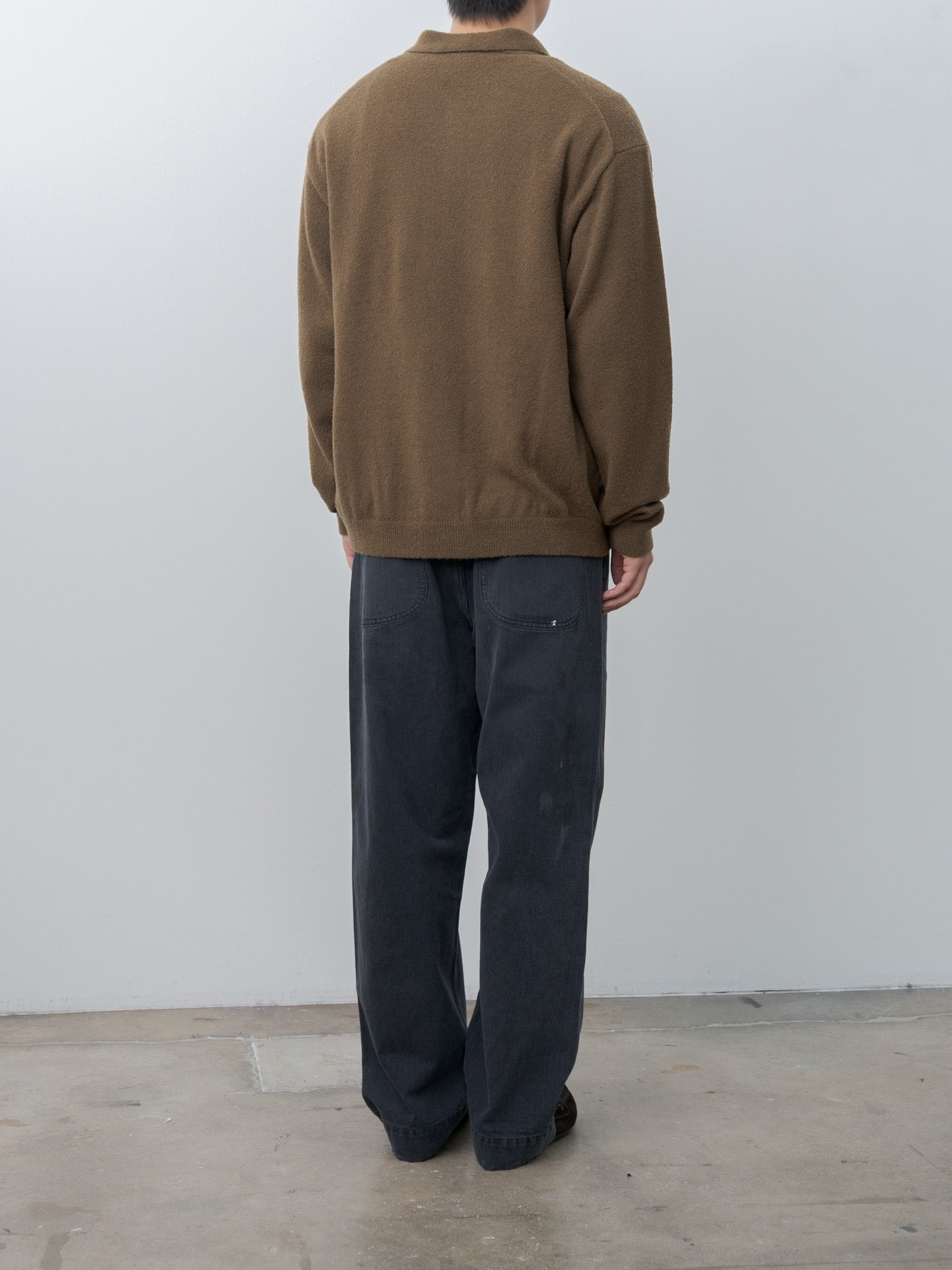 Namu Shop - Aton Wool Mini Boucle Polo Cardigan