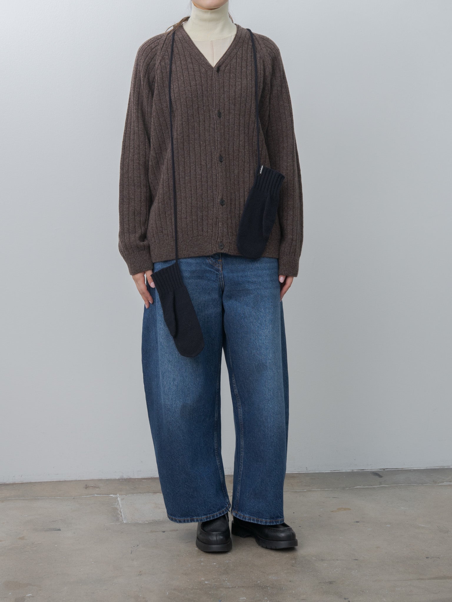Lambswool V-Neck Cardigan - Beige, Brown