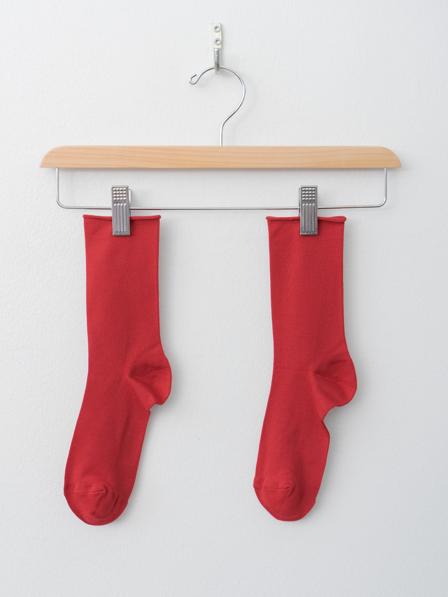 Namu Shop - Veritecoeur Roll Hem Socks - Brown, Red