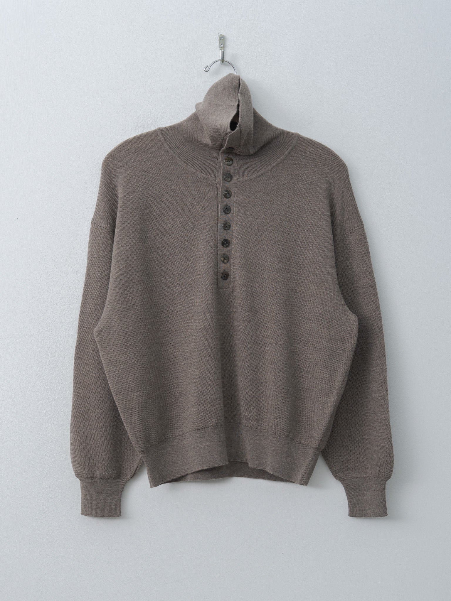 Namu Shop - Sayaka Davis Highneck Henley - Oatmeal, Eggplant