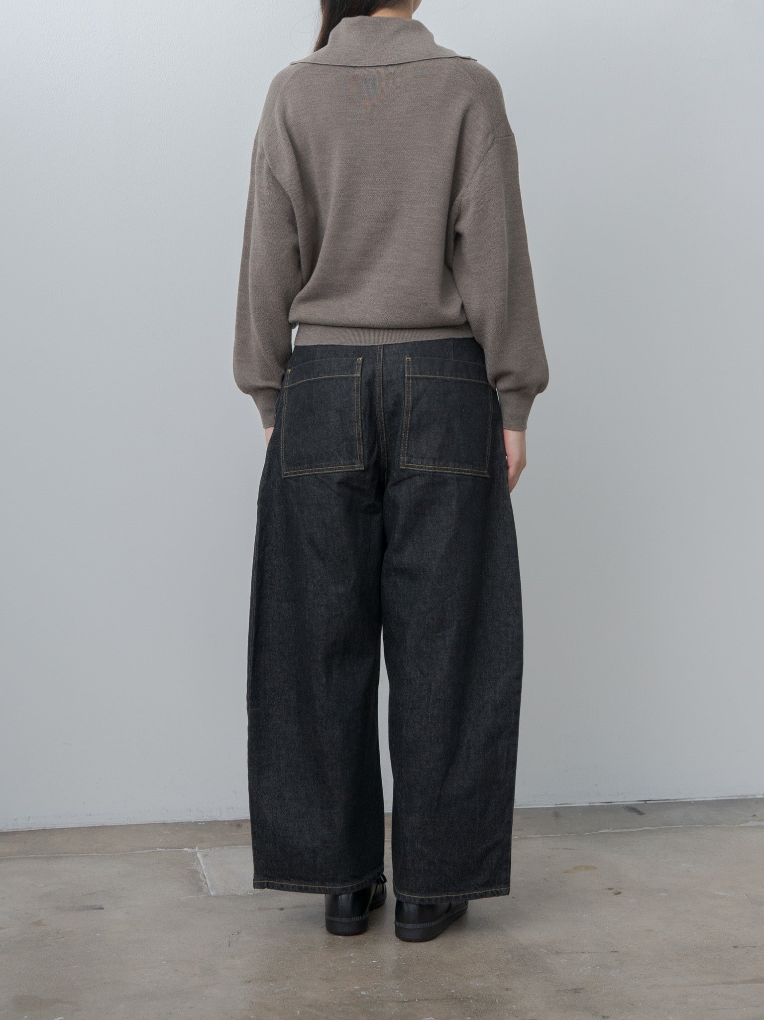 Namu Shop - Sayaka Davis Highneck Henley - Oatmeal, Eggplant