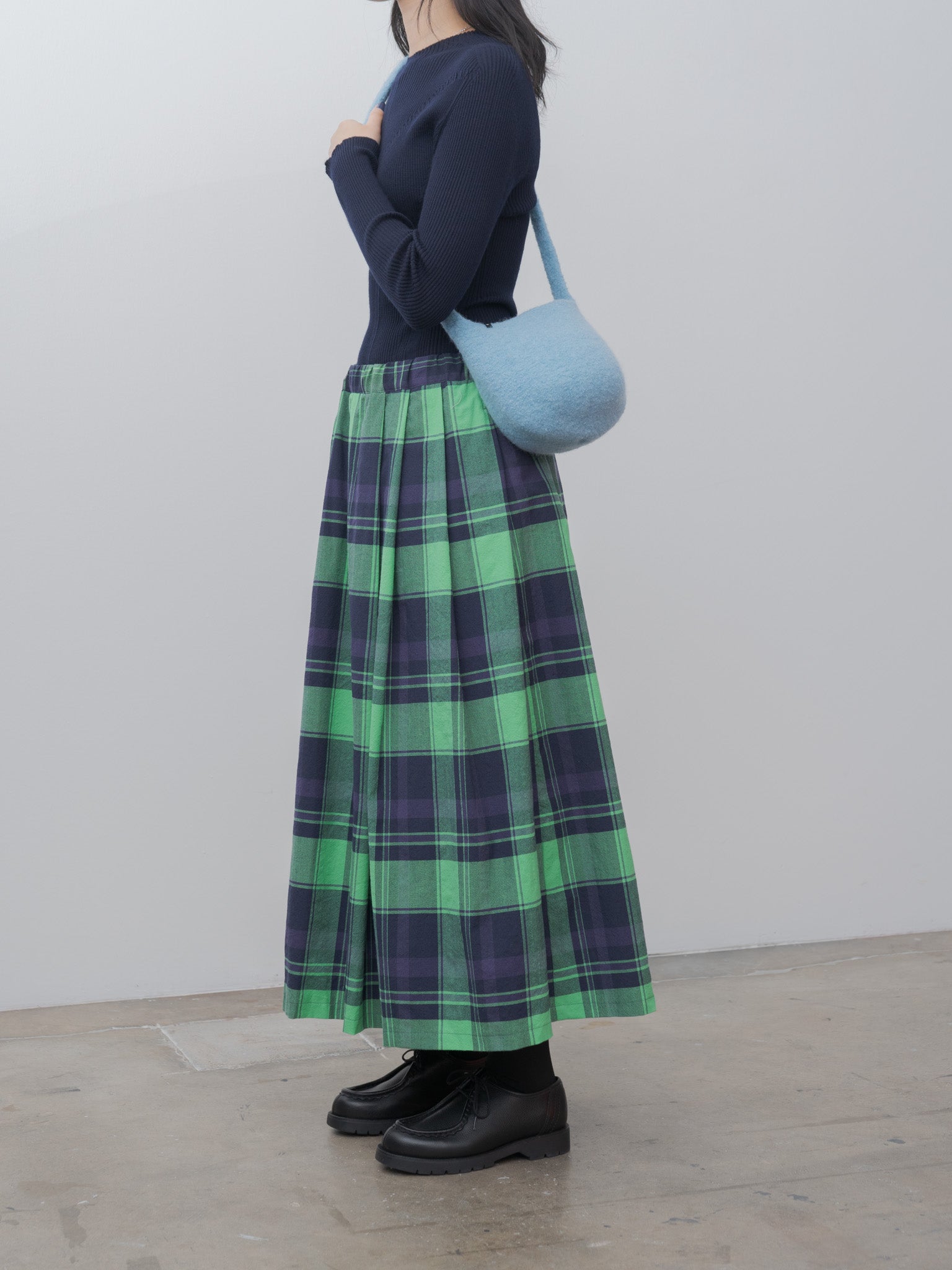 Namu Shop - Veritecoeur Tuck Skirt - Green Check