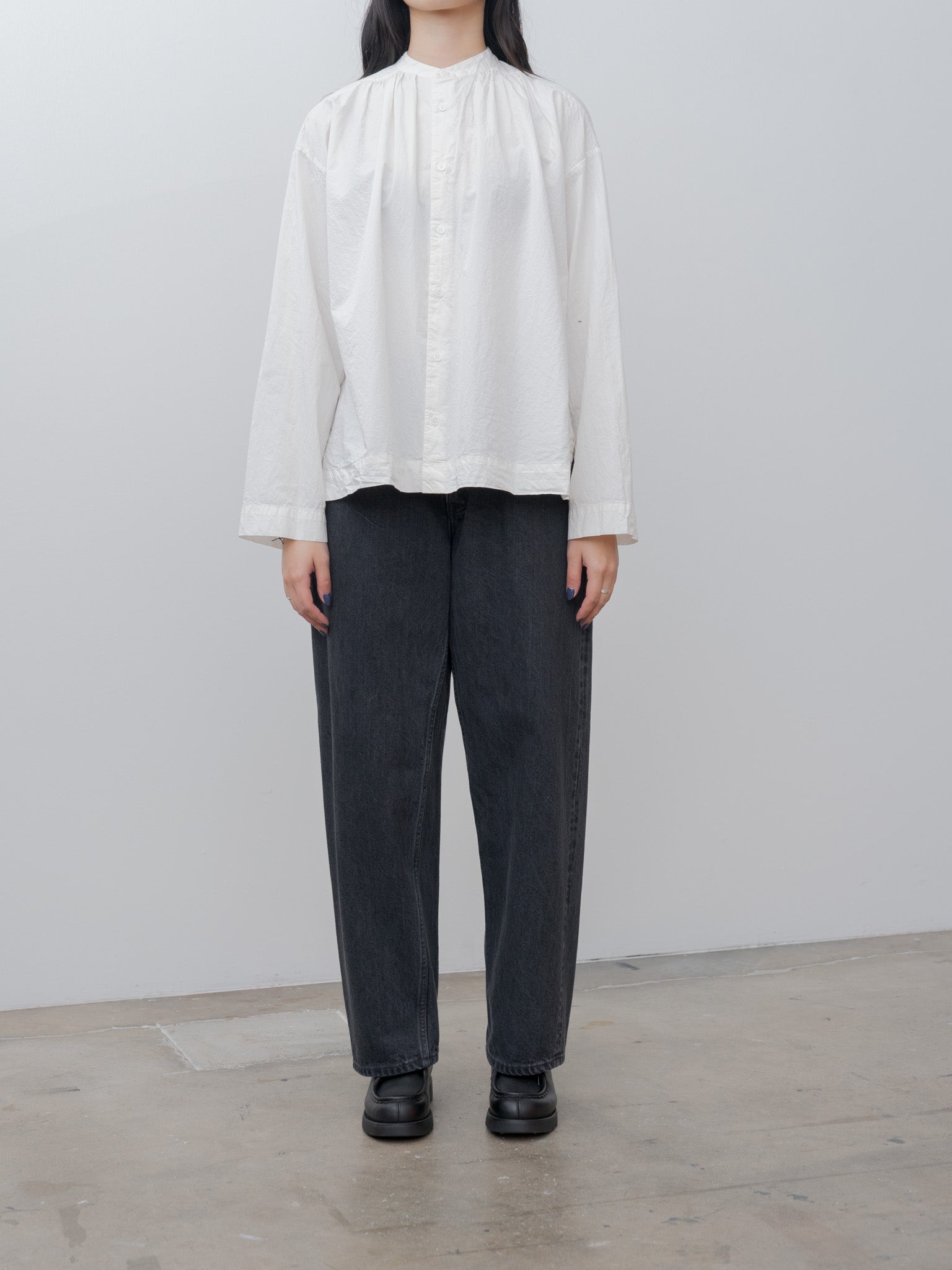 Namu Shop - Veritecoeur Shrink Gathered Shirt - White