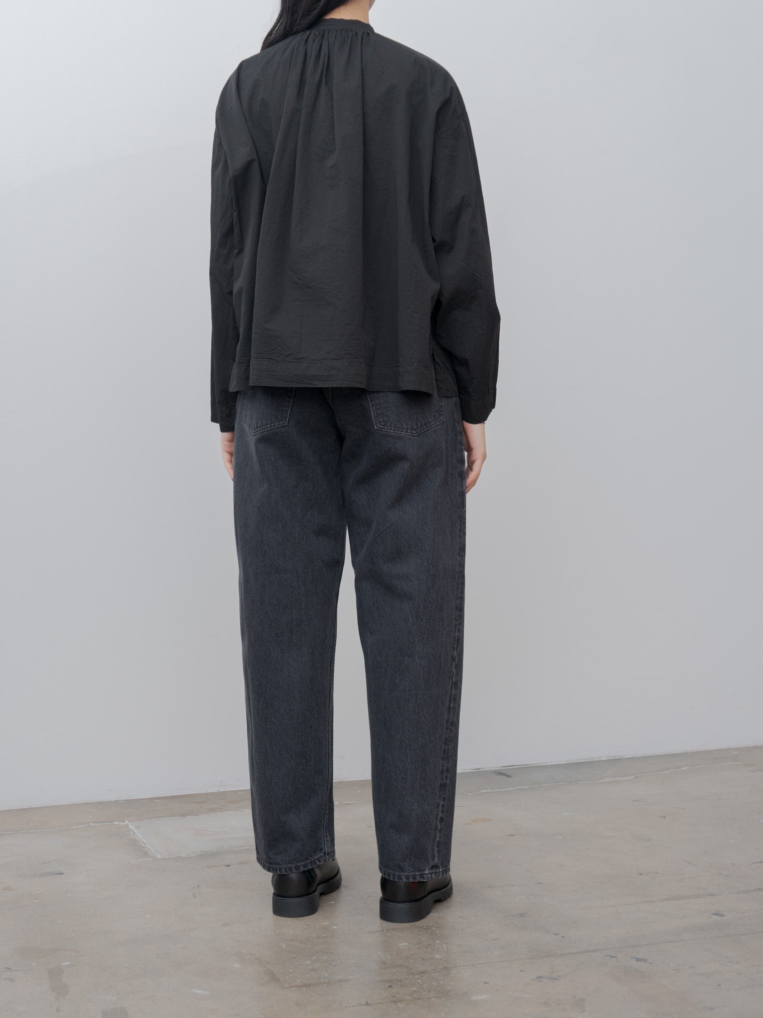 Namu Shop - Veritecoeur Shrink Gathered Shirt - Black