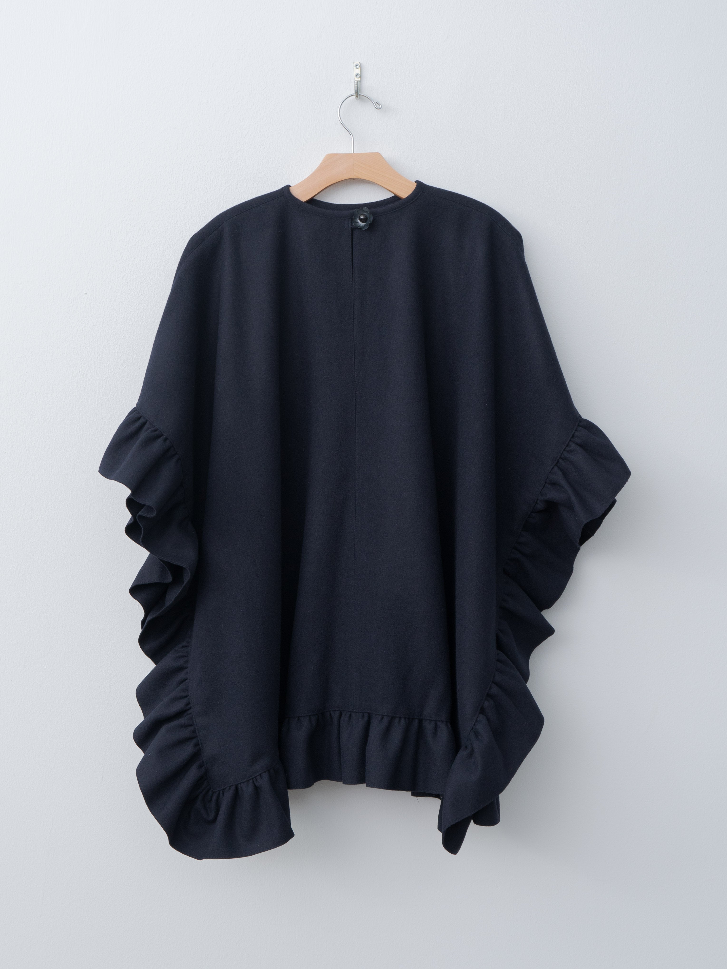 Namu Shop - Eleph Rose Ruffle Cape - Navy Wool