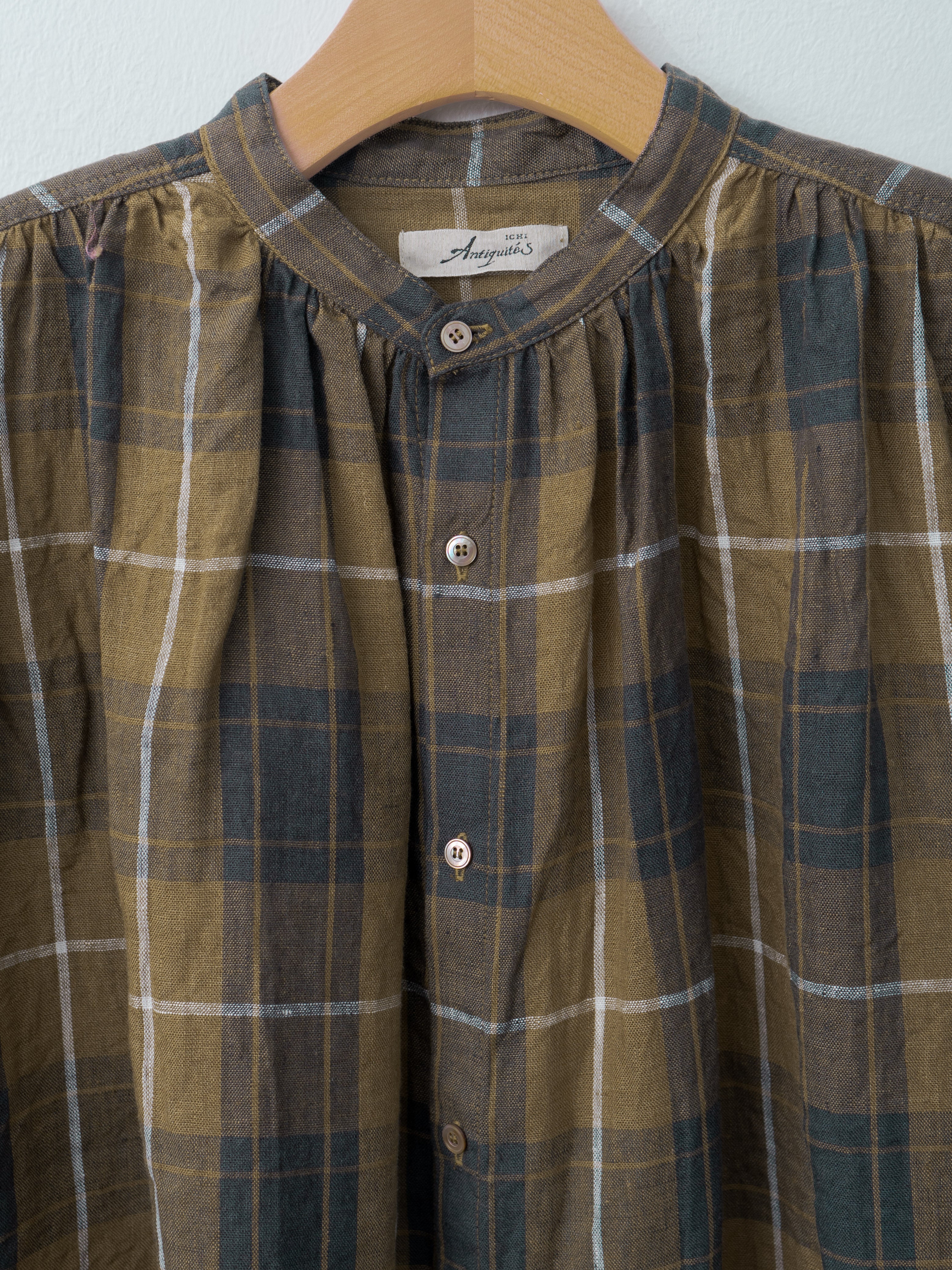 Namu Shop - Ichi Antiquites Linen Tartan Shirt - Brown