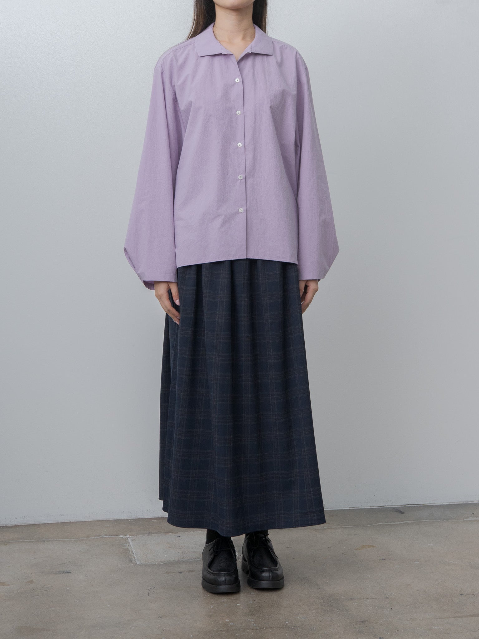 Namu Shop - Eleph Wide Skirt - Navy Check