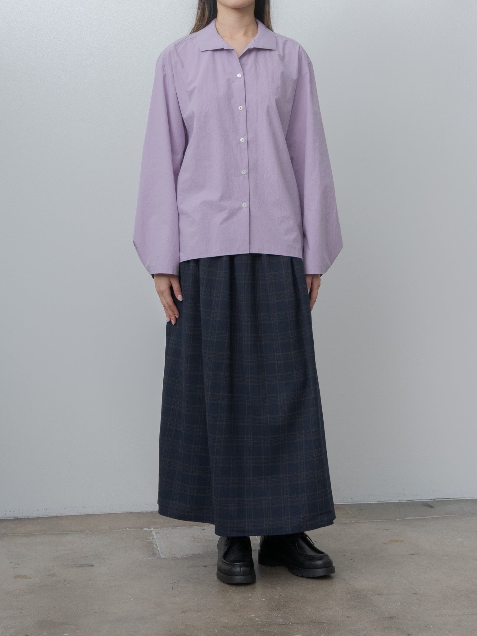 Namu Shop - Eleph Wide Skirt - Navy Check