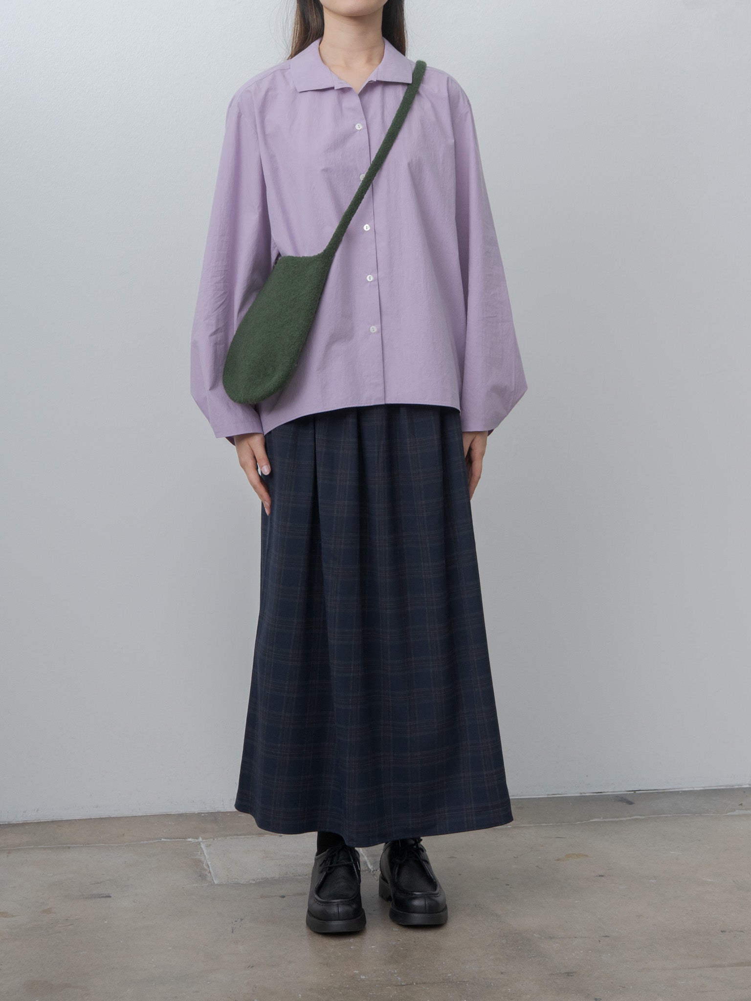 Namu Shop - Eleph Wide Skirt - Navy Check
