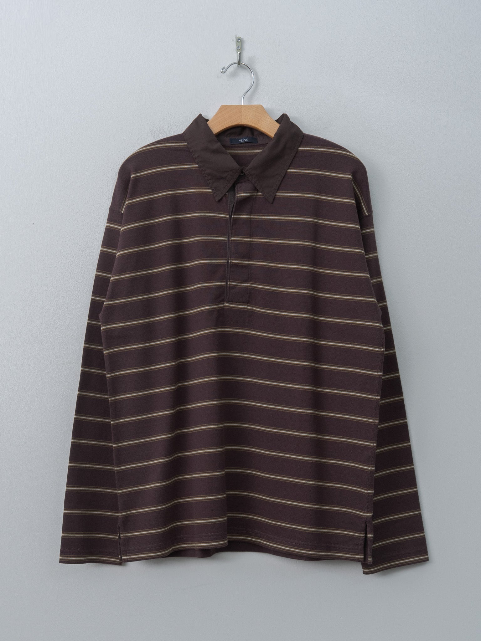Namu Shop - Yleve Heavyweight Soft Jersey Border Rugger Shirt - Burgundy