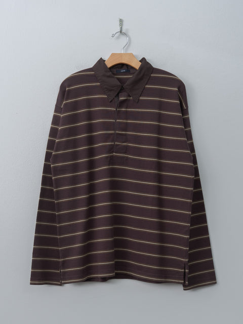 Namu Shop - Yleve Heavyweight Soft Jersey Border Rugger Shirt - Burgundy