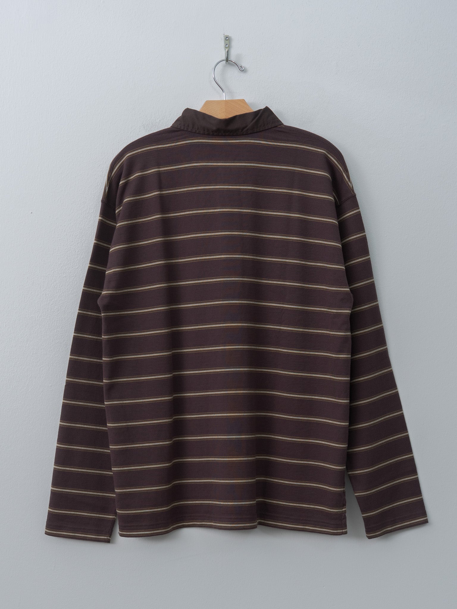 Namu Shop - Yleve Heavyweight Soft Jersey Border Rugger Shirt - Burgundy
