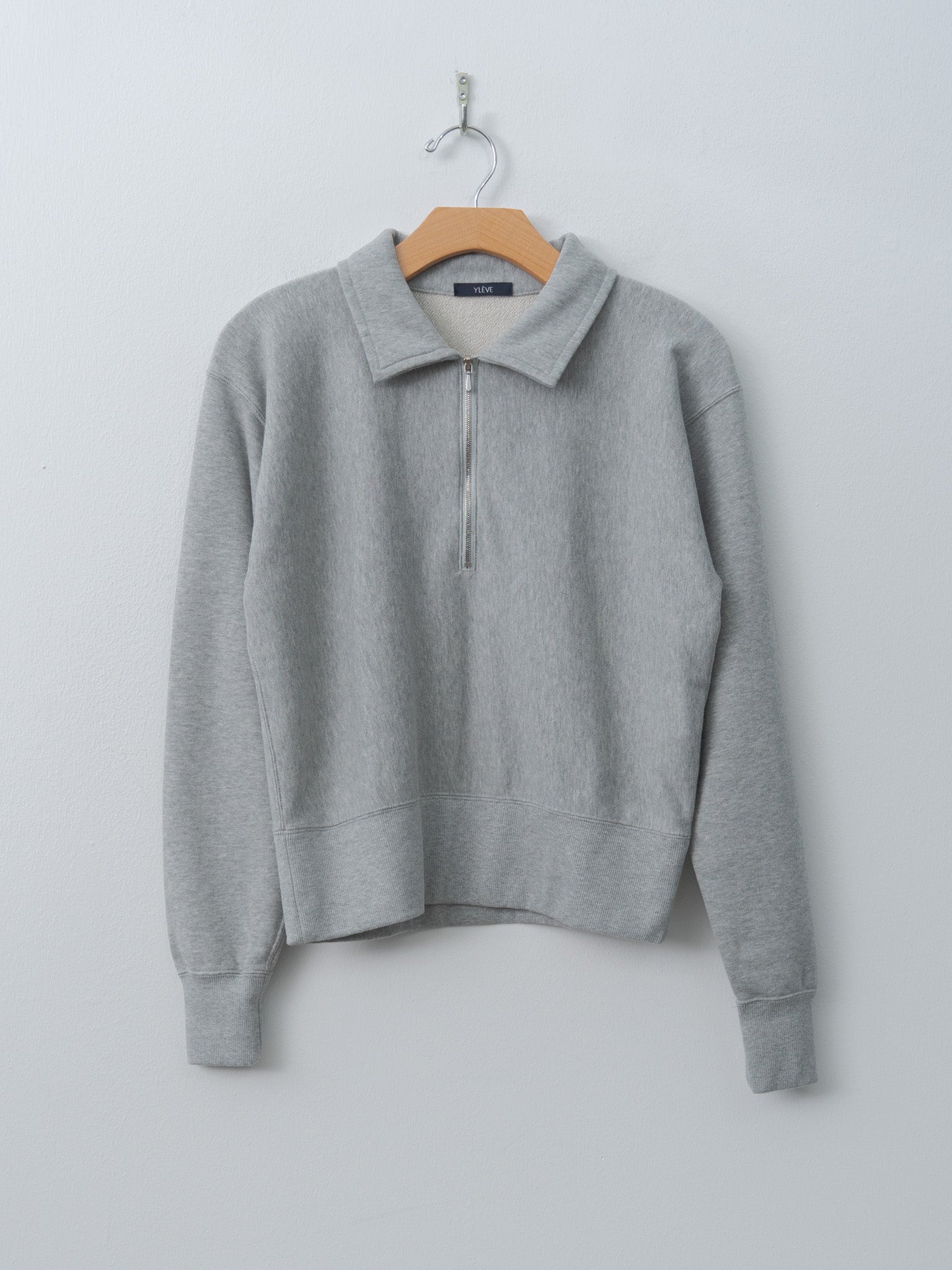 Namu Shop - Yleve Soft Cotton Half Zip Sweat Shirt - Heather Gray