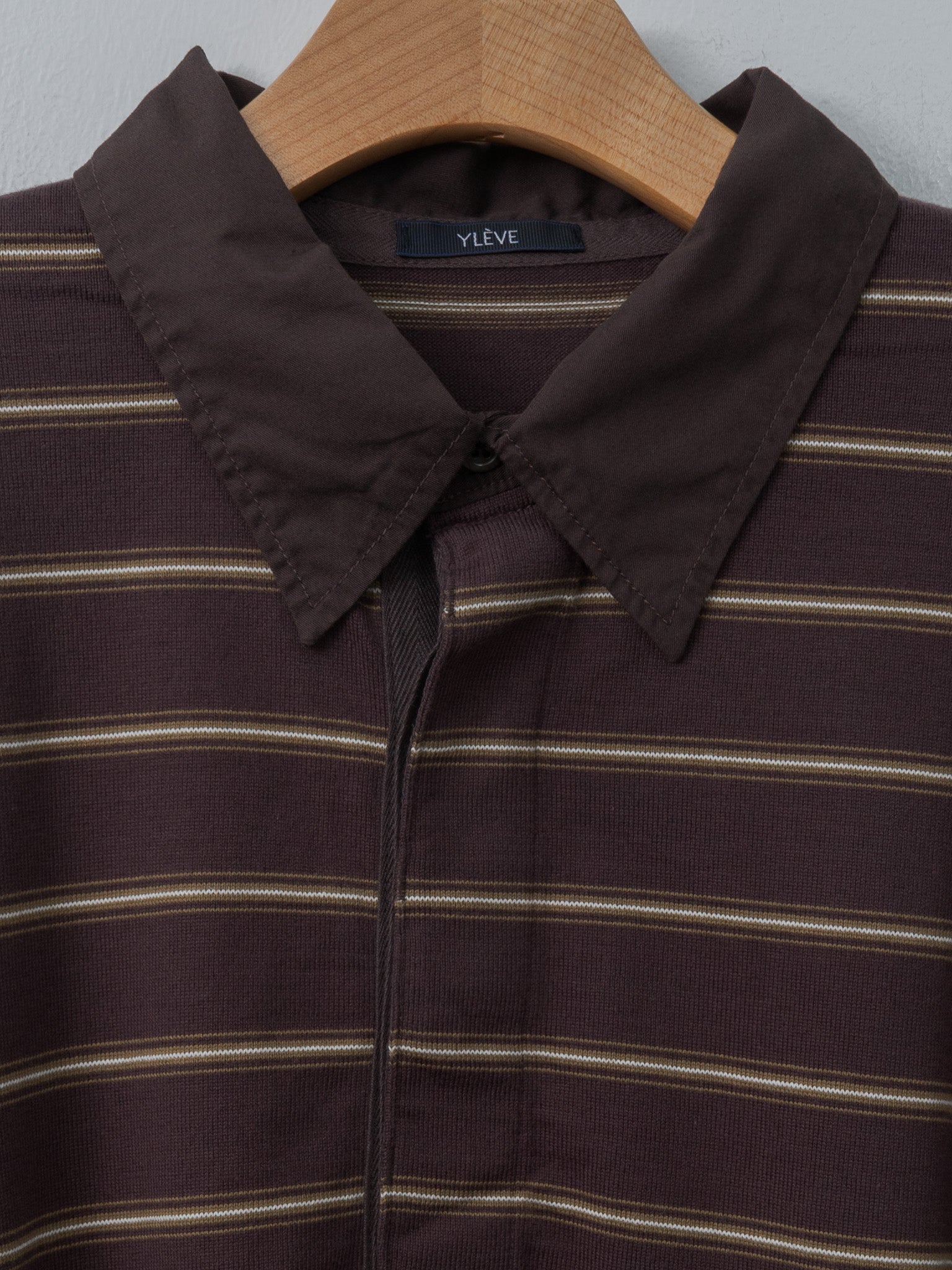 Namu Shop - Yleve Heavyweight Soft Jersey Border Rugger Shirt - Burgundy
