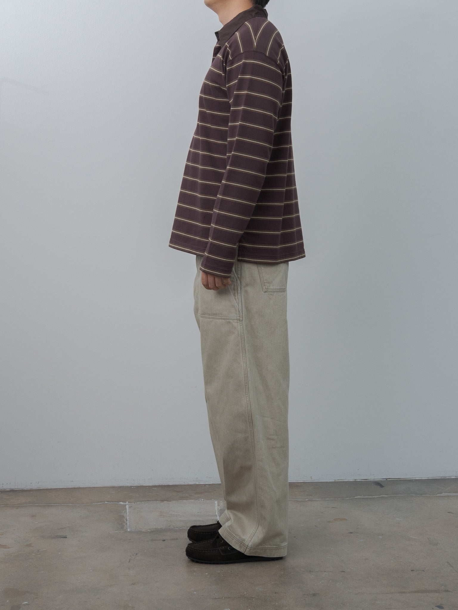 Namu Shop - Yleve Heavyweight Soft Jersey Border Rugger Shirt - Burgundy