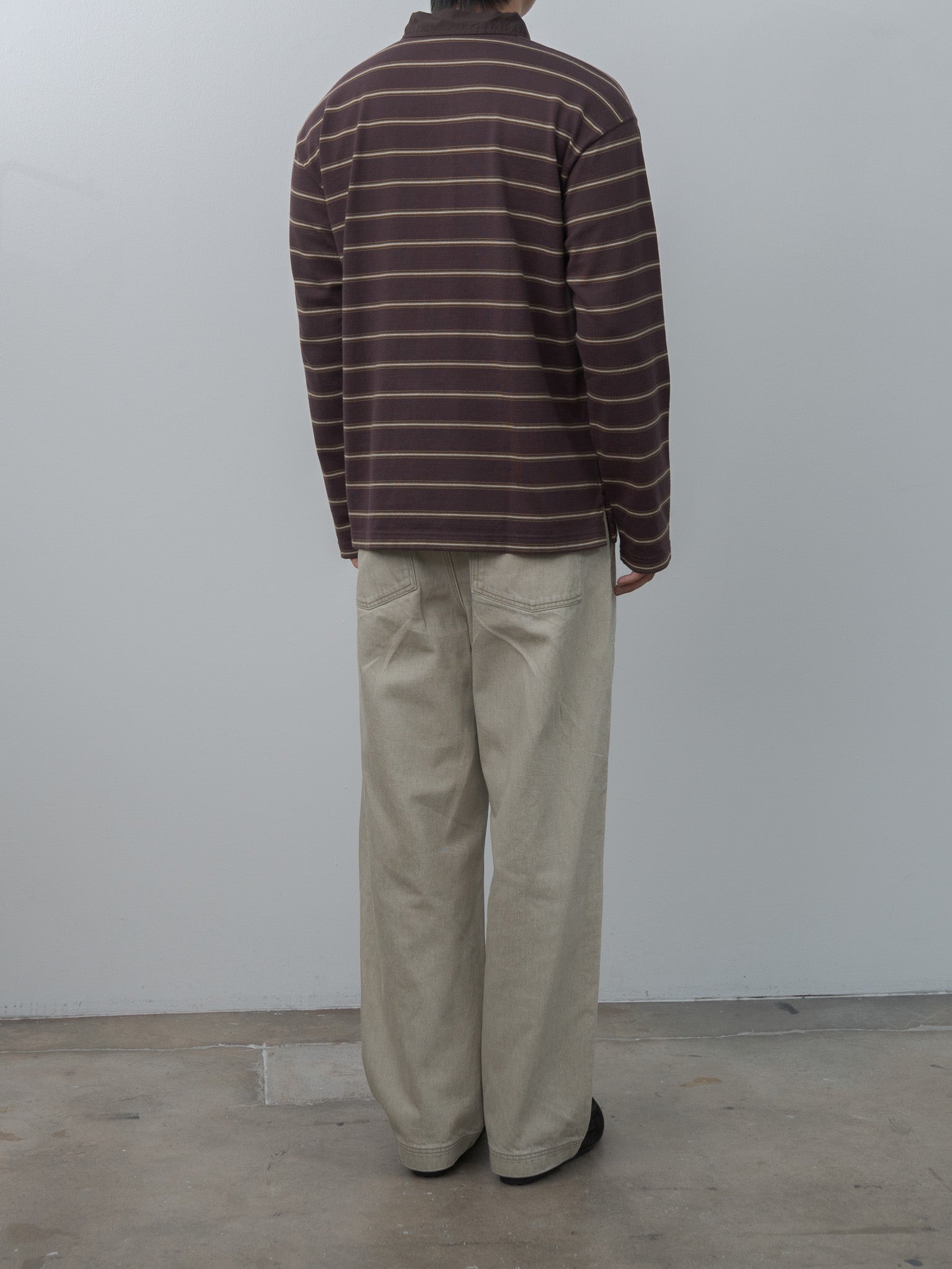 Namu Shop - Yleve Heavyweight Soft Jersey Border Rugger Shirt - Burgundy