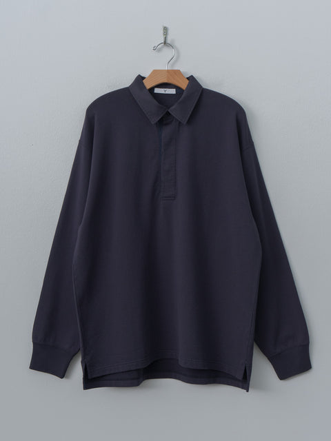 Namu Shop - Y Organic Cotton Blend Light Weight Fleece Rugby Shirt - Navy
