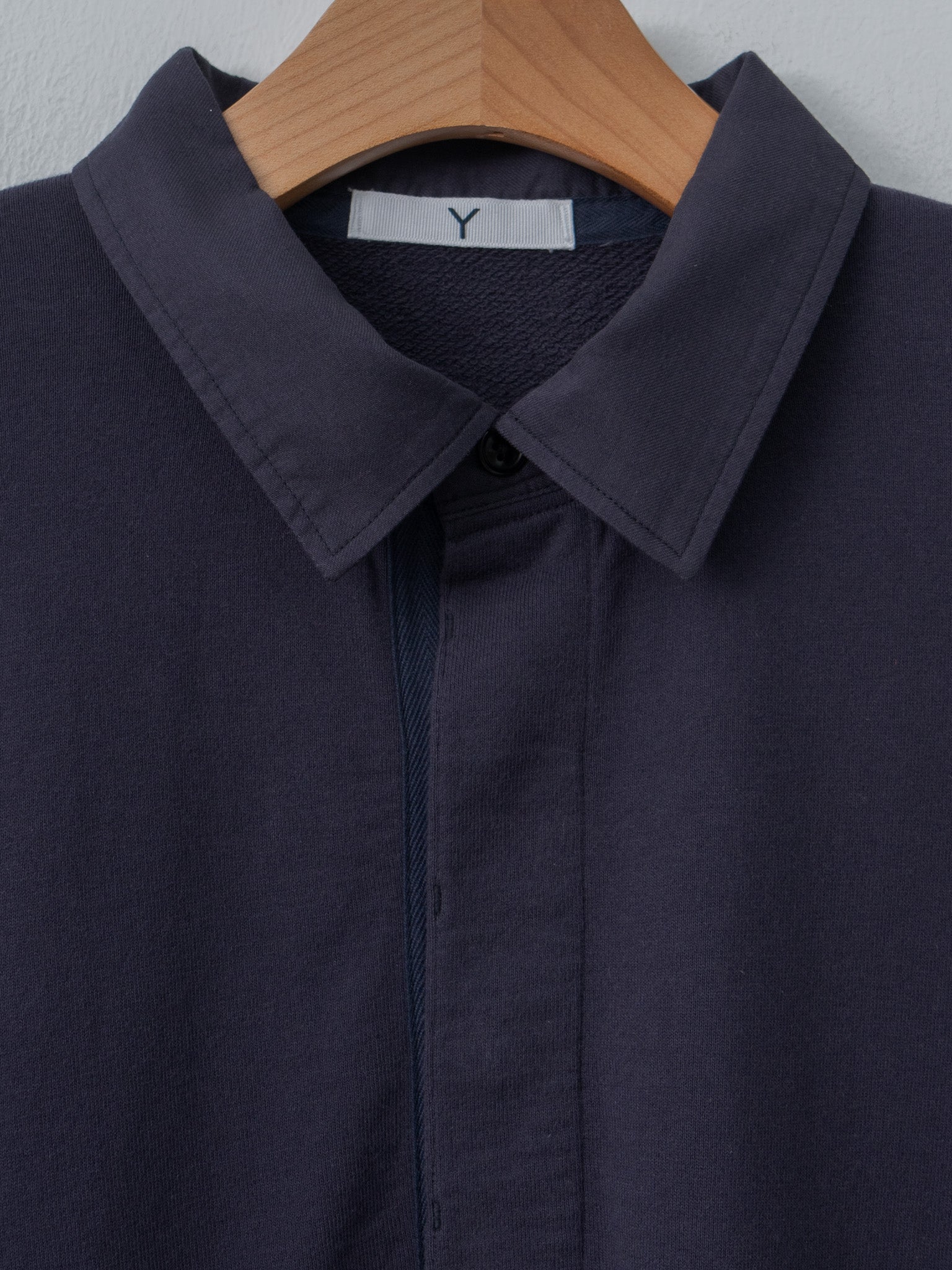Namu Shop - Y Organic Cotton Blend Light Weight Fleece Rugby Shirt - Navy