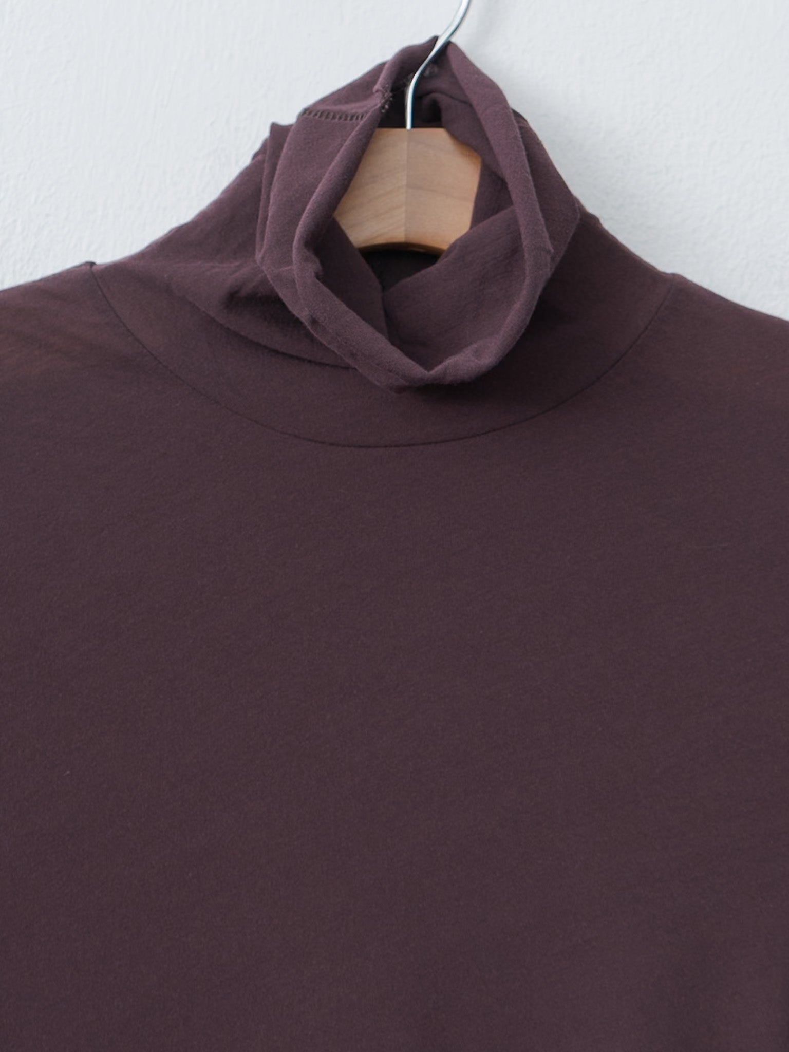 High Twist Cotton Sheer Jersey Turtleneck Tee - Dark Brown