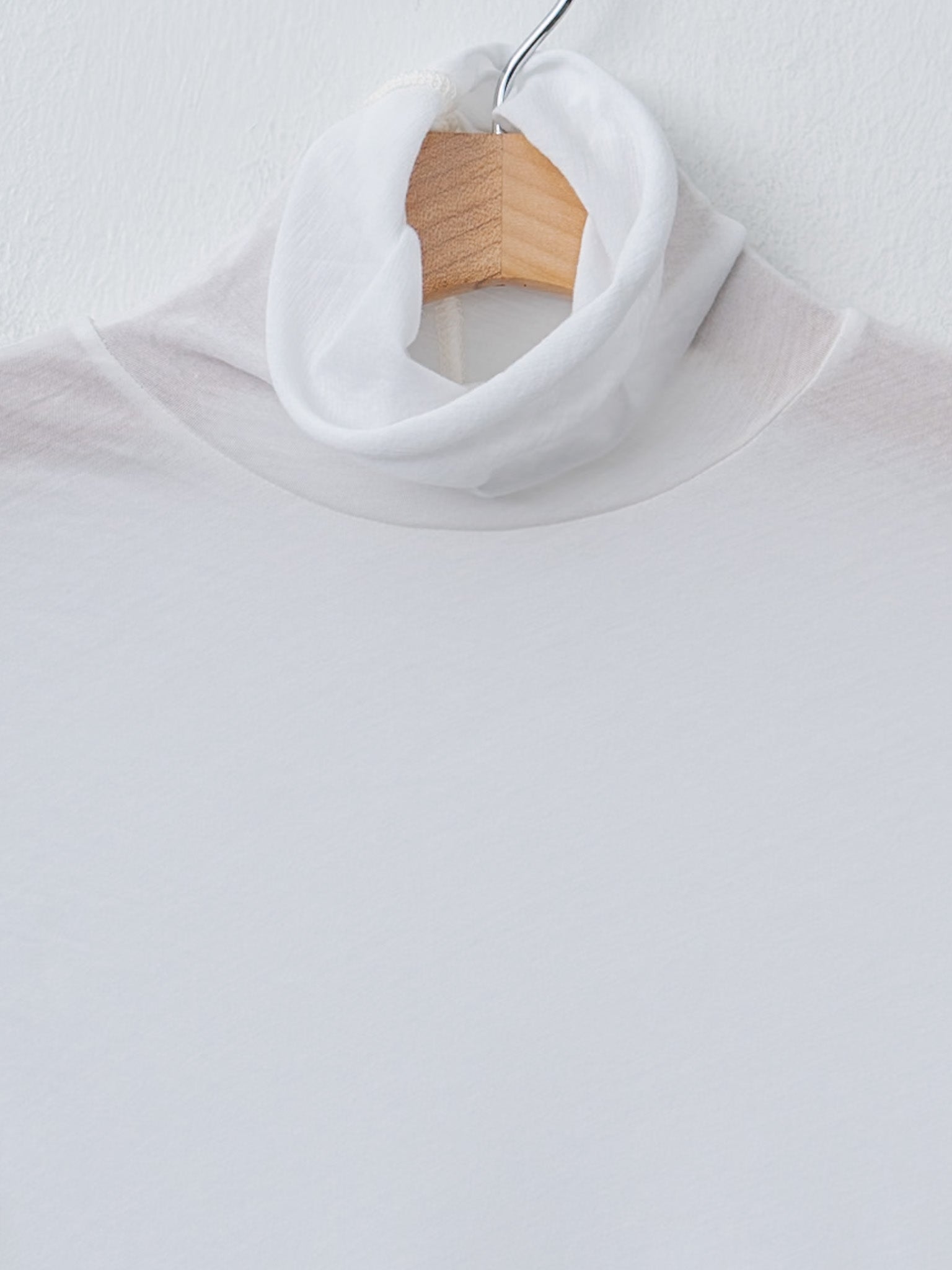 High Twist Cotton Sheer Jersey Turtleneck Tee - Off White