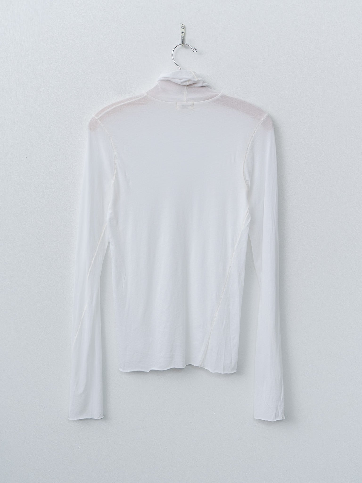High Twist Cotton Sheer Jersey Turtleneck Tee - Off White