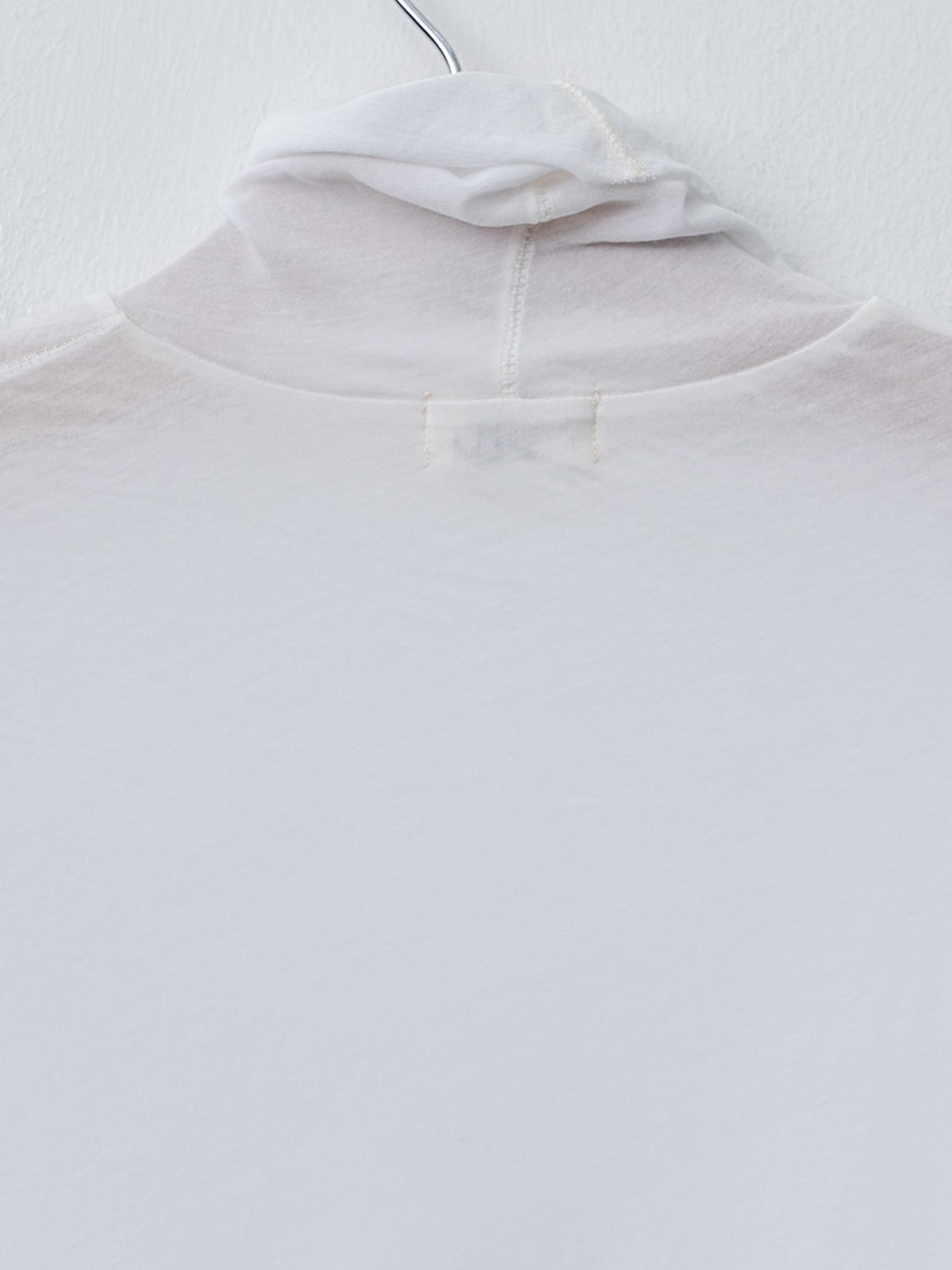 High Twist Cotton Sheer Jersey Turtleneck Tee - Off White