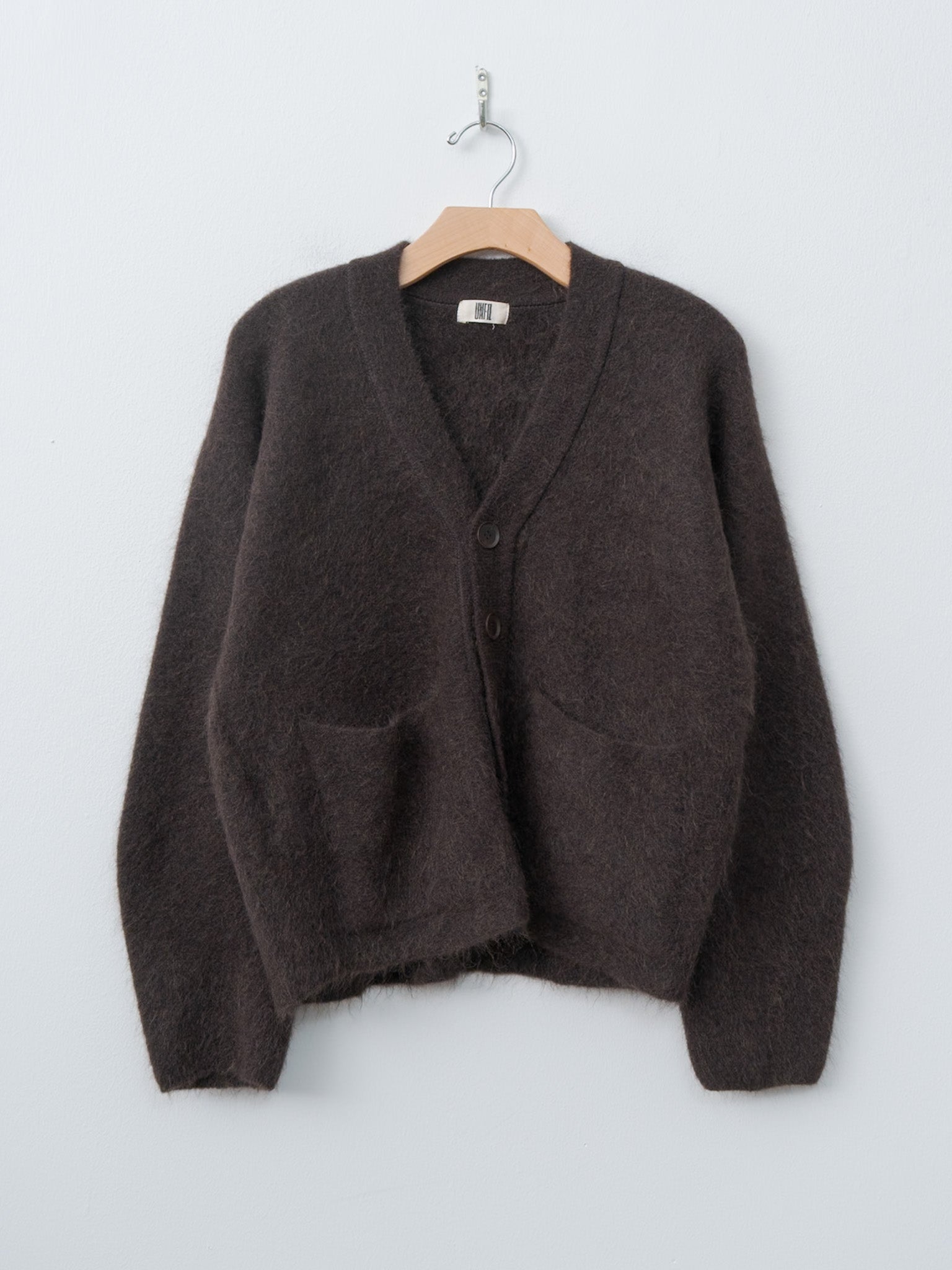 Stretch Superkid Mohair Cardigan - Dark Brown