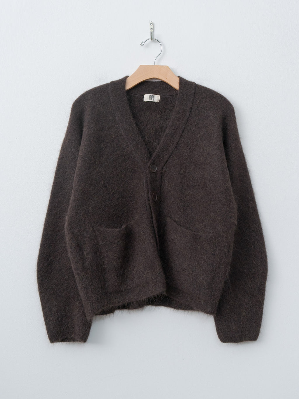 Stretch Superkid Mohair Cardigan - Dark Brown