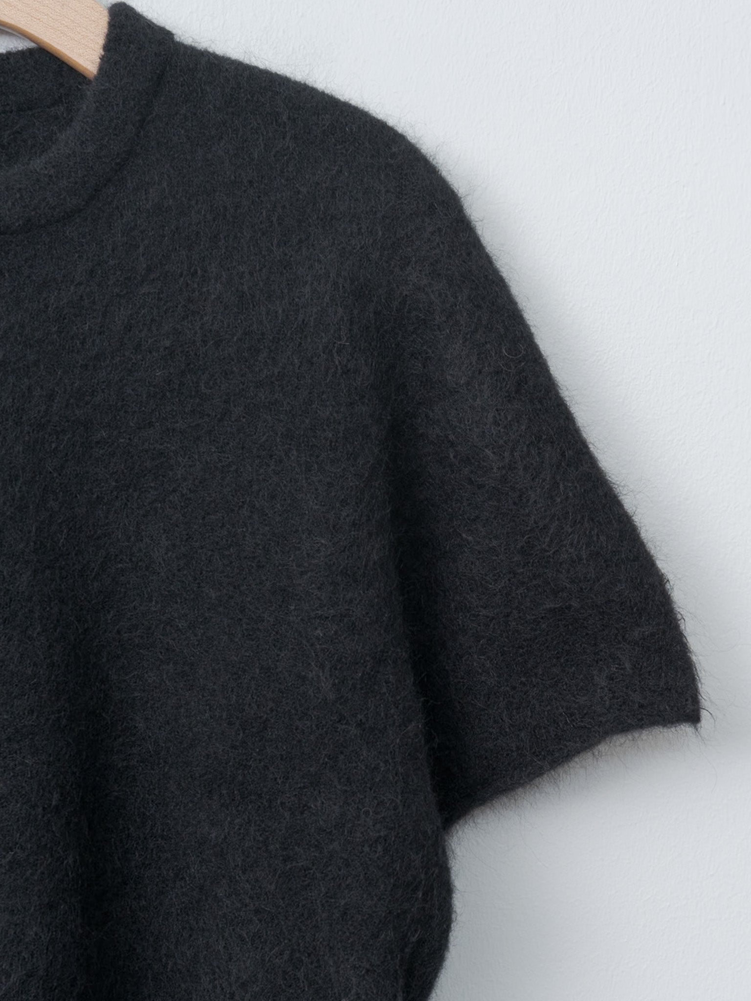 Stretch Superkid Mohair Short-Sleeve P/O - Black