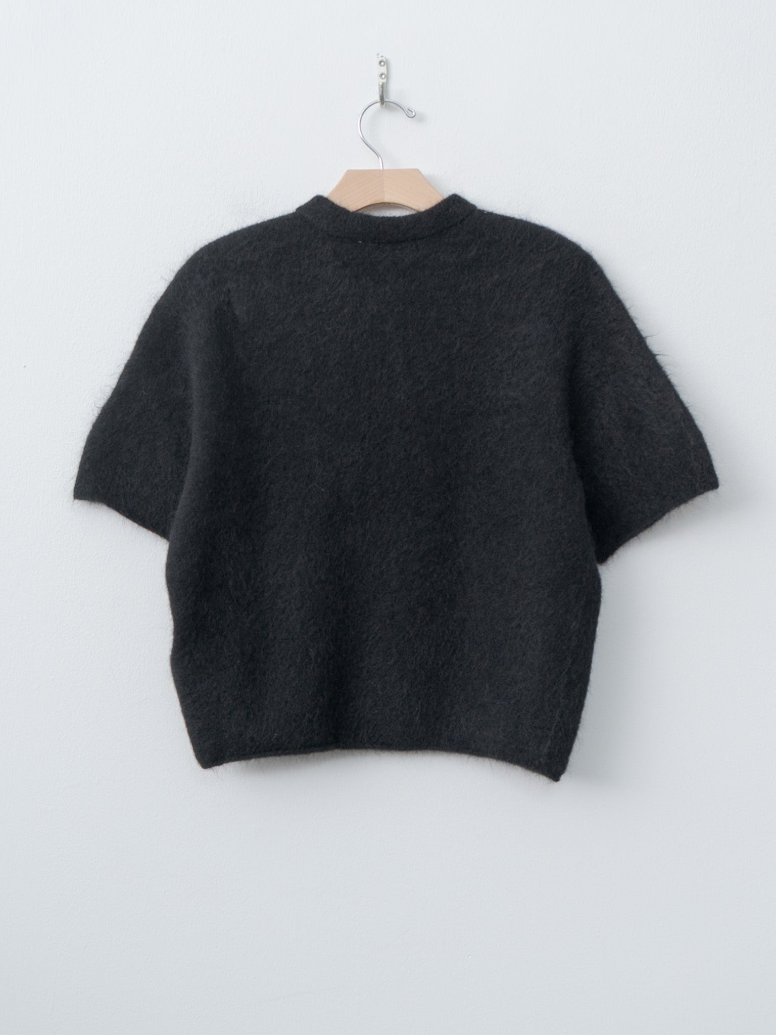 Stretch Superkid Mohair Short-Sleeve P/O - Black