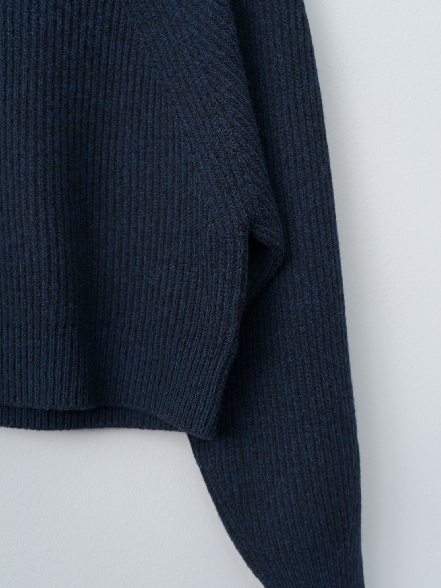 Woolen Cotton & Fine Lambswool Ribbed P/O - Black Navy