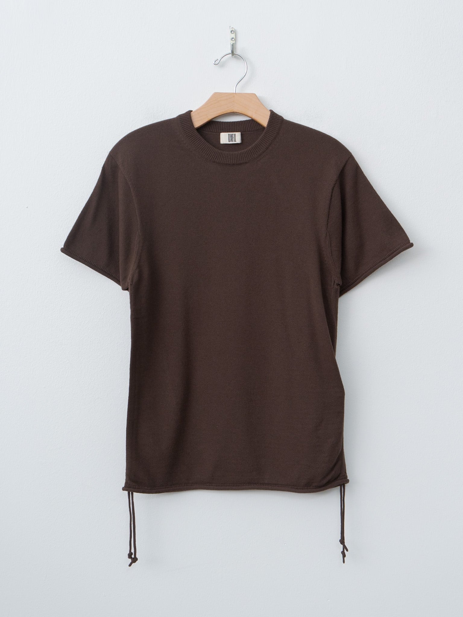 Brushed Silk Cotton Short-Sleeve Gathered P/O - Dark Brown