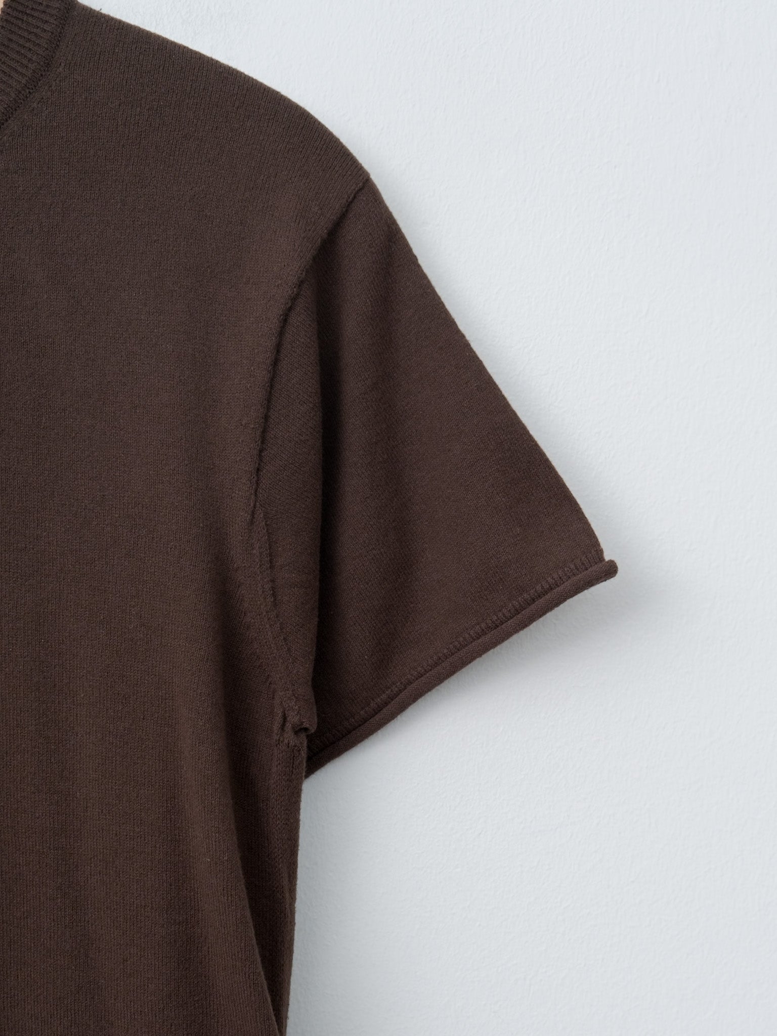 Brushed Silk Cotton Short-Sleeve Gathered P/O - Dark Brown