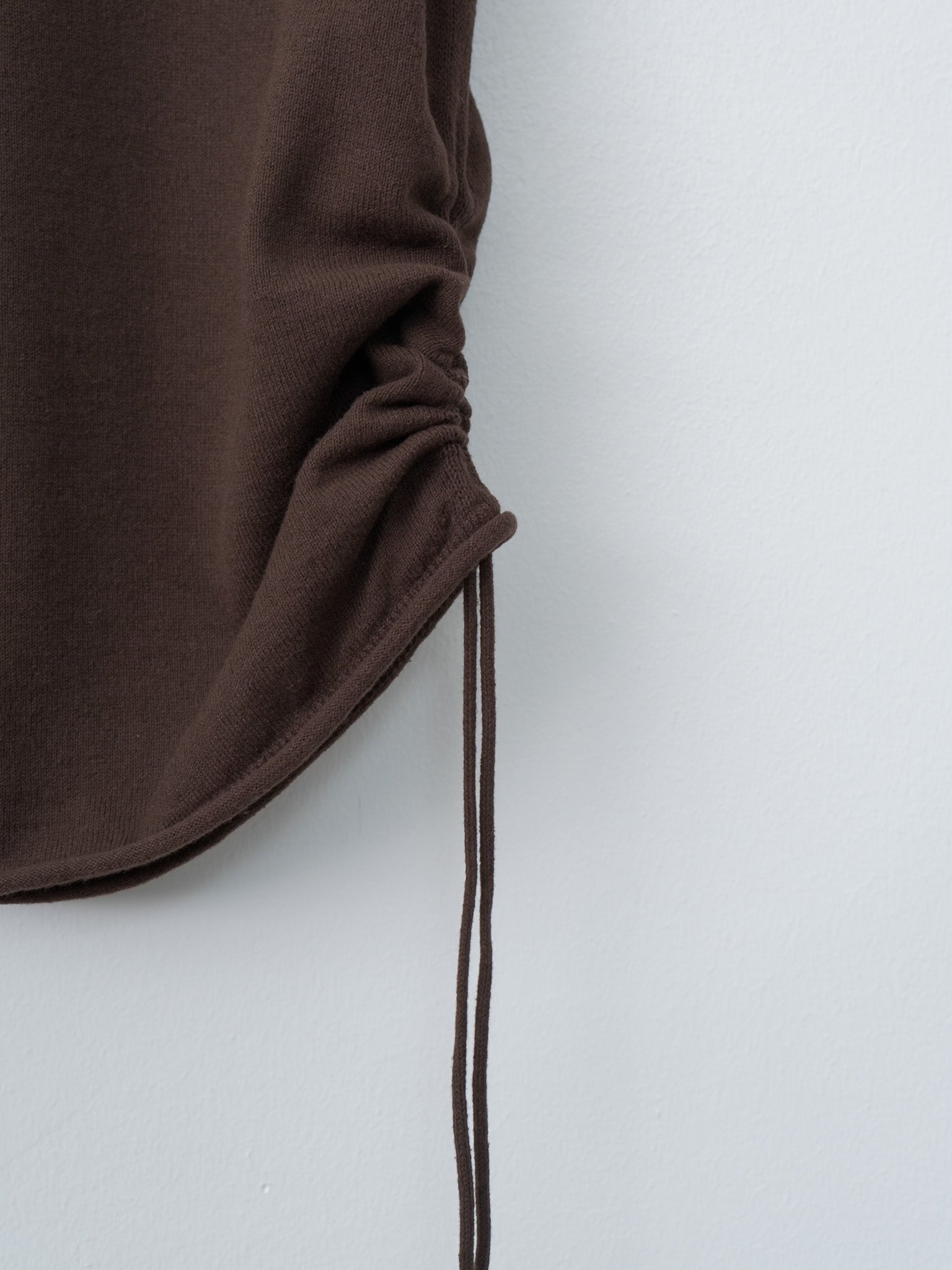 Brushed Silk Cotton Short-Sleeve Gathered P/O - Dark Brown