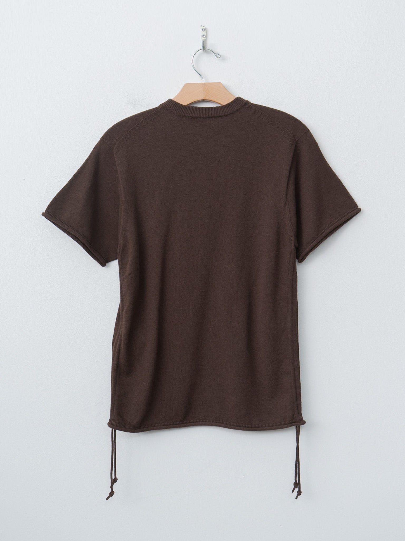 Brushed Silk Cotton Short-Sleeve Gathered P/O - Dark Brown